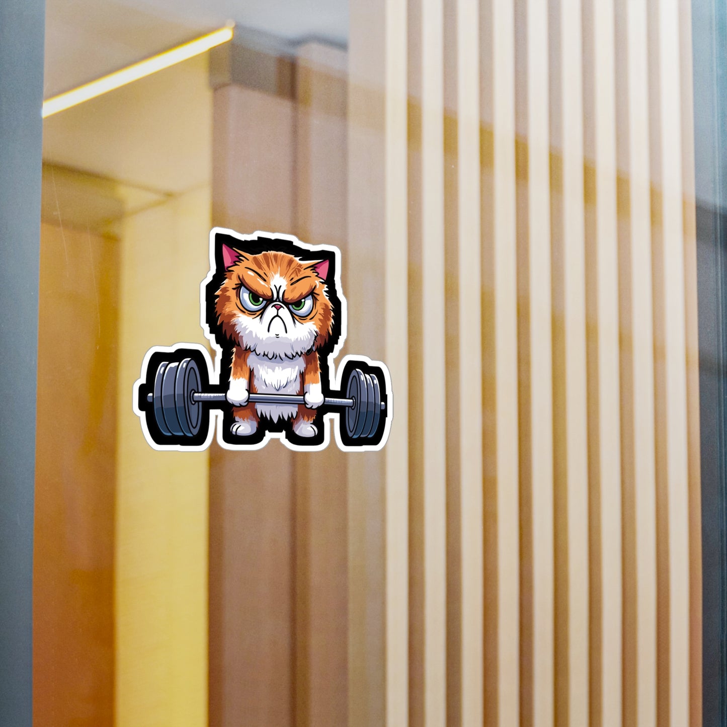 Deadlift Cat Bodybuilding - Weightlifting Sticker for Laptop Sticker. Water Bottle Sticker, Vinyl Muscles Decal - Weightlifting Gift