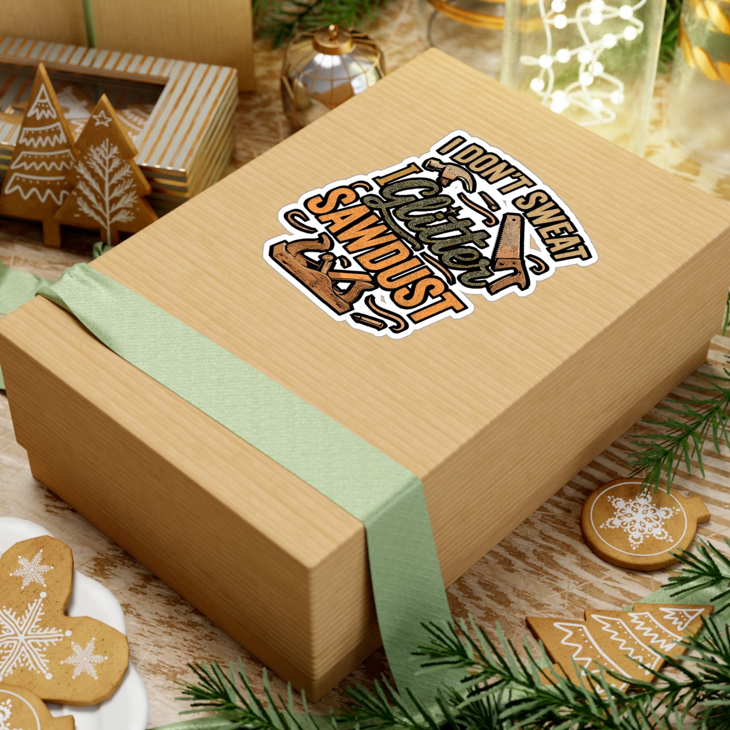 I Don't Sweat, I Glitter Sawdust – Vinyl Carpenter Sticker for Laptop or Water Bottle | Woodworker Gift, Funny Carpenter Decal