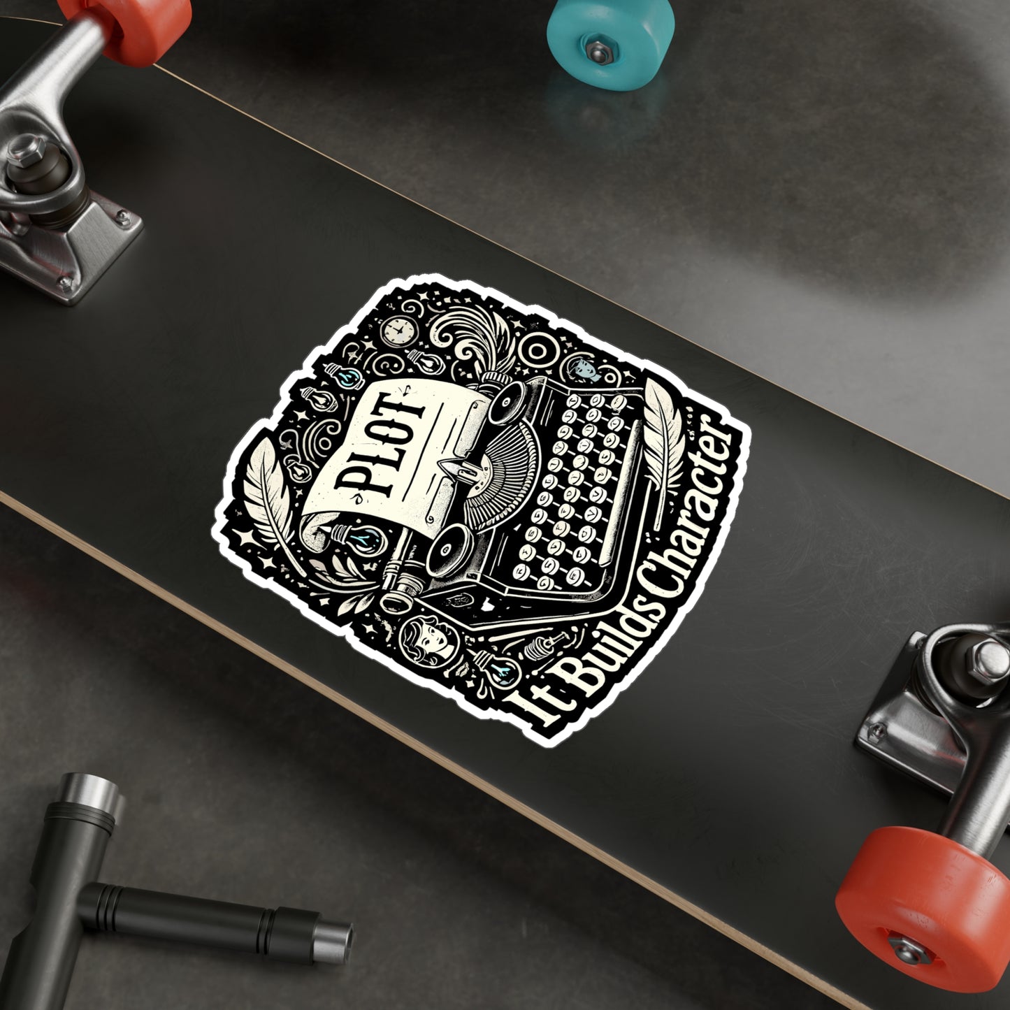 Plot It Builds Character - Writer Sticker for Laptop Sticker. Water Bottle Sticker, Vinyl Content writer Decal - Writer Gift