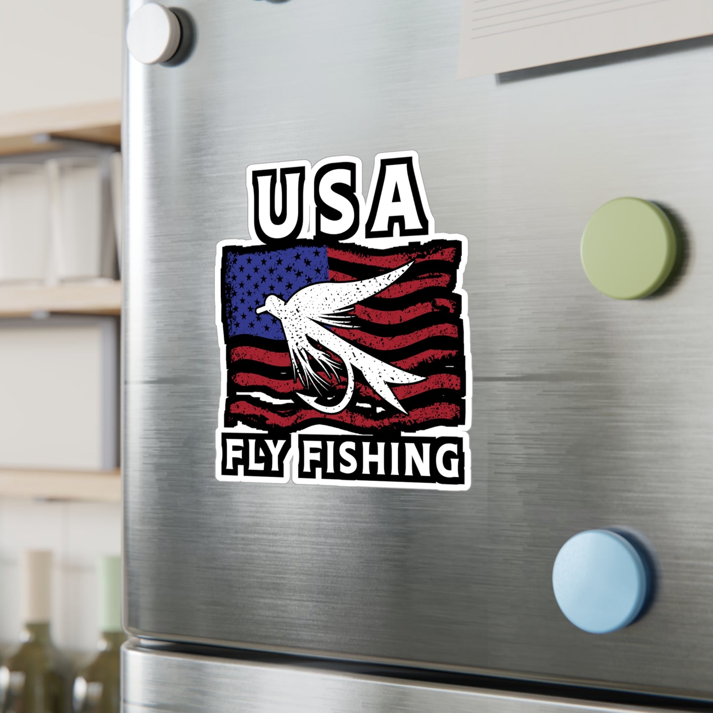USA Fly Fishing | Fishing Sticker | Angling Decals | Lake Laptop Sticker | Fishing Gift | Angling Gift
