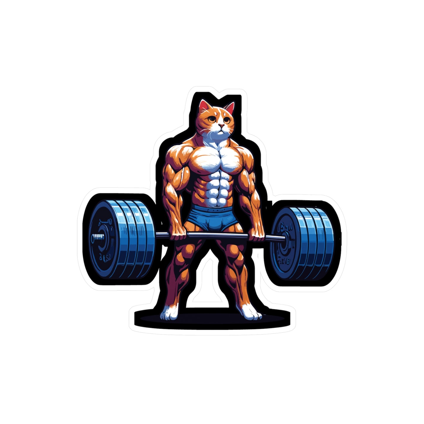 Deadlift Cat Bodybuilding - Weightlifting Sticker for Laptop Sticker. Water Bottle Sticker, Vinyl Muscles Decal - Weightlifting Gift