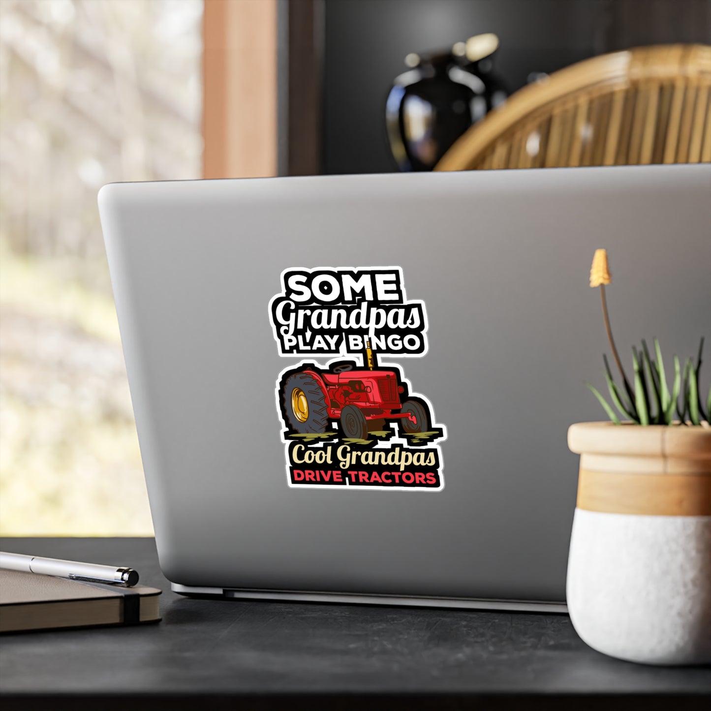 Some Grandpas Play Bingo Cool Grandpas Drive Tractors Farming Grandpa - Farmer Sticker for Laptop Sticker. Water Bottle Sticker, Vinyl Tractor Decal - Farmer Gift