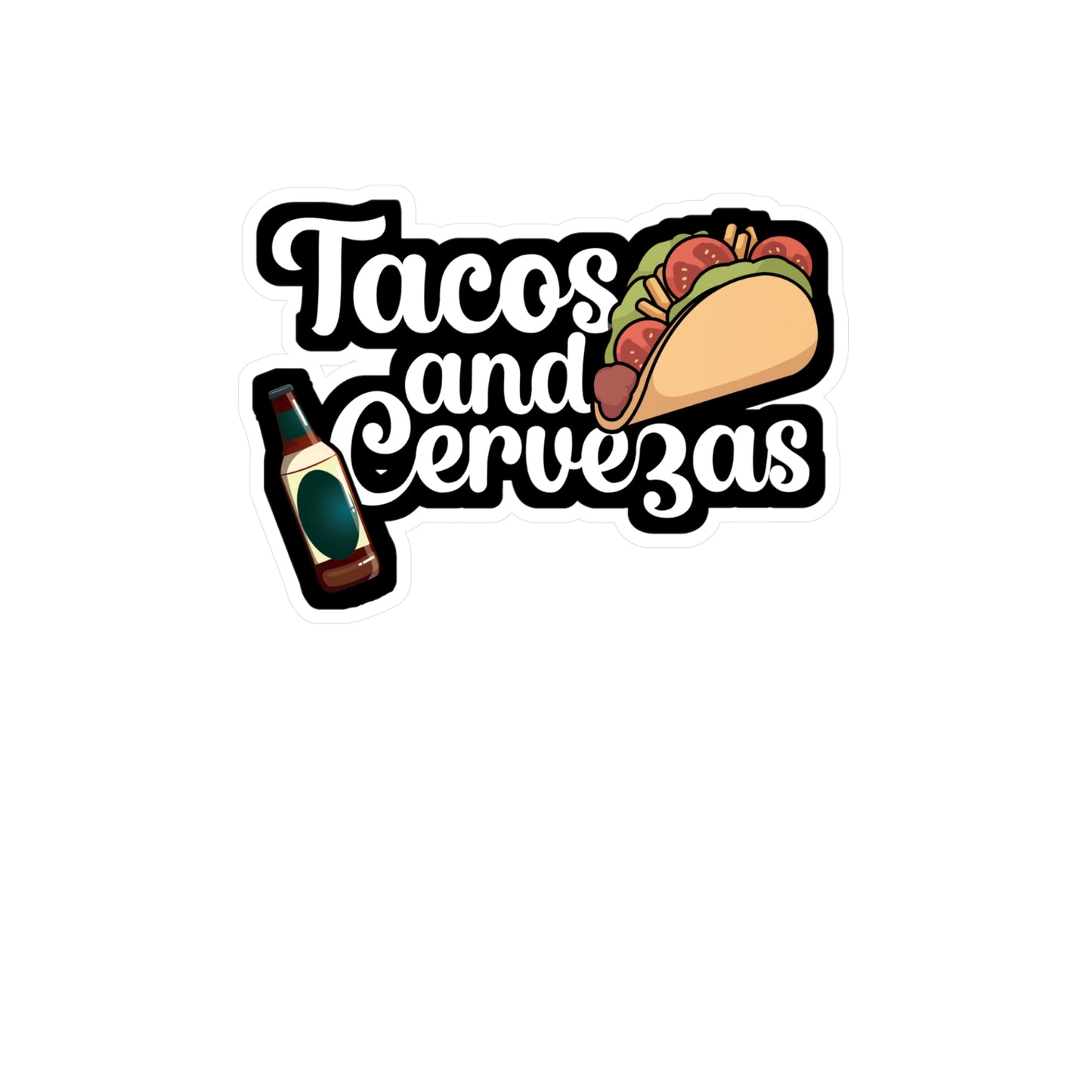 Tacos and Cervezas - Taco Sticker for Wall, Laptop, Window, Truck, Car Taco Gift Vinyl Tacos Decal Sticker