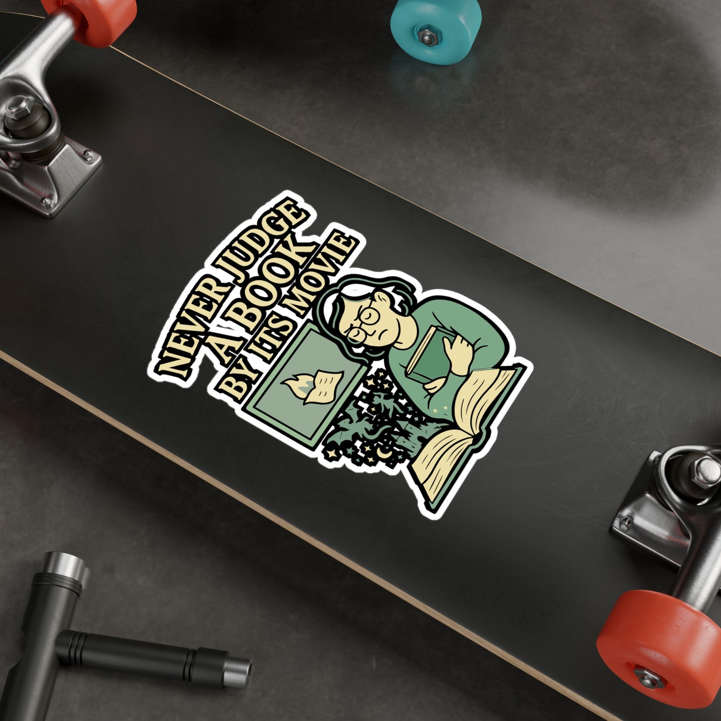 Reading Sticker – Never Judge a Book by Its Movie Vinyl Decals for Laptop, Water Bottle, Books, Literature Lovers, Waterproof Literary Accessory