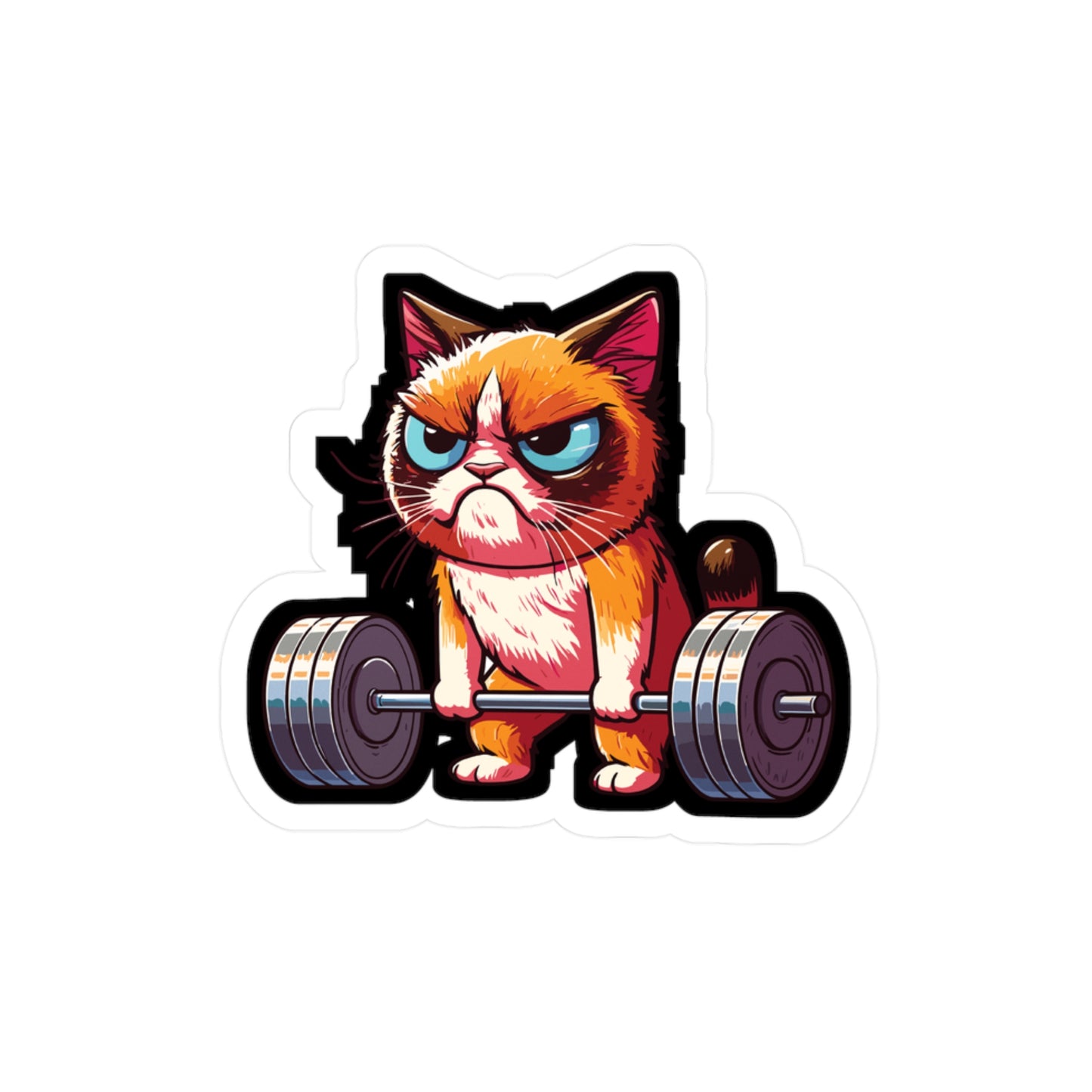 Deadlift Cat Bodybuilding - Weightlifting Sticker for Laptop Sticker. Water Bottle Sticker, Vinyl Muscles Decal - Weightlifting Gift