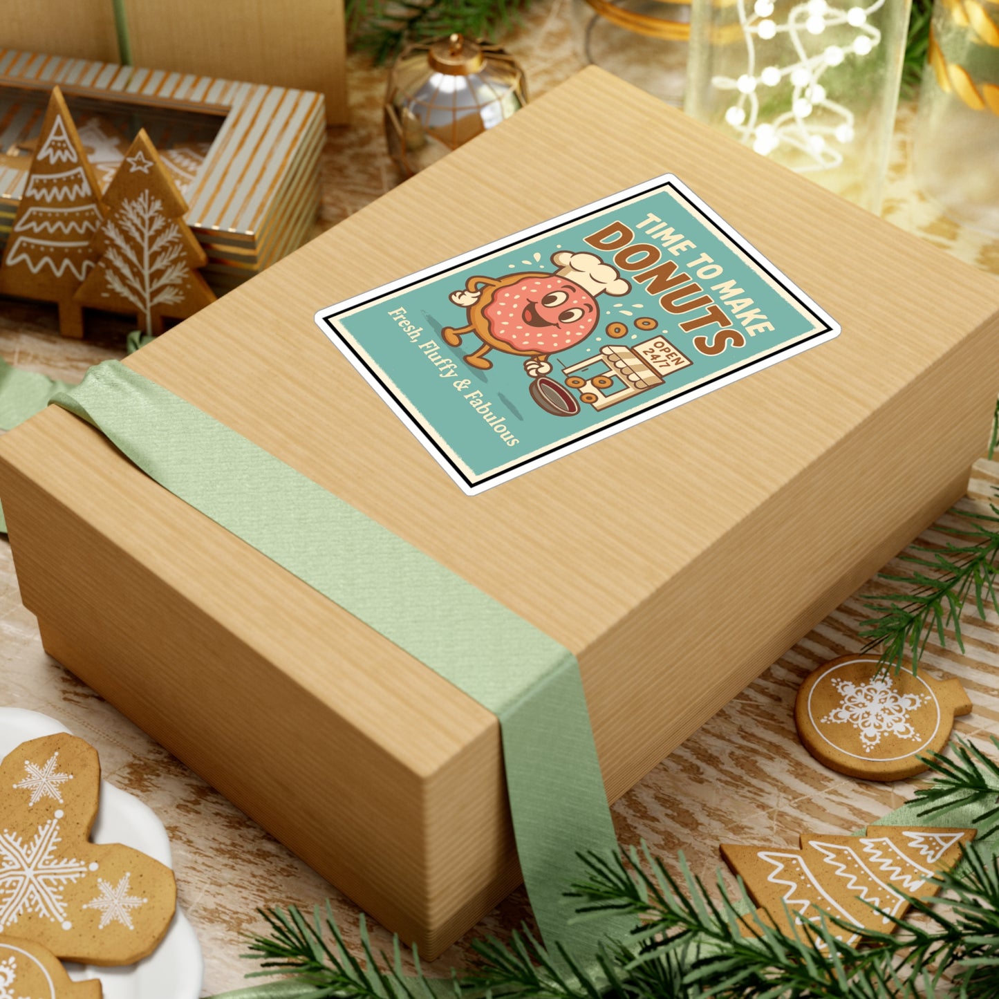 Time To Make Donuts - Donut Sticker for Laptop, Water Bottle - Gift for Donut Lovers, Office, Students, Cute Food Design