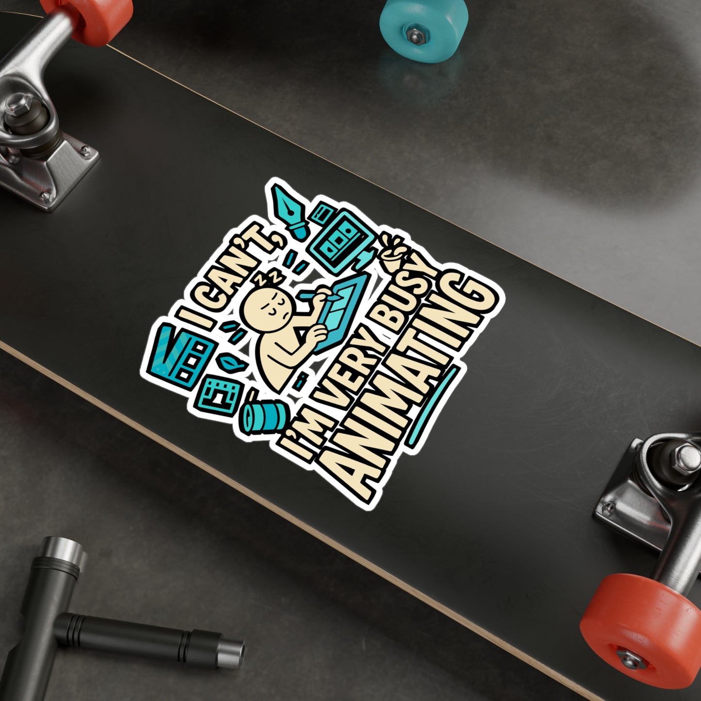 I Can’t I’m Very Busy Animating – Animator Sticker for Laptop or Water Bottle | Vinyl Animation Decal, Funny Animator Gift