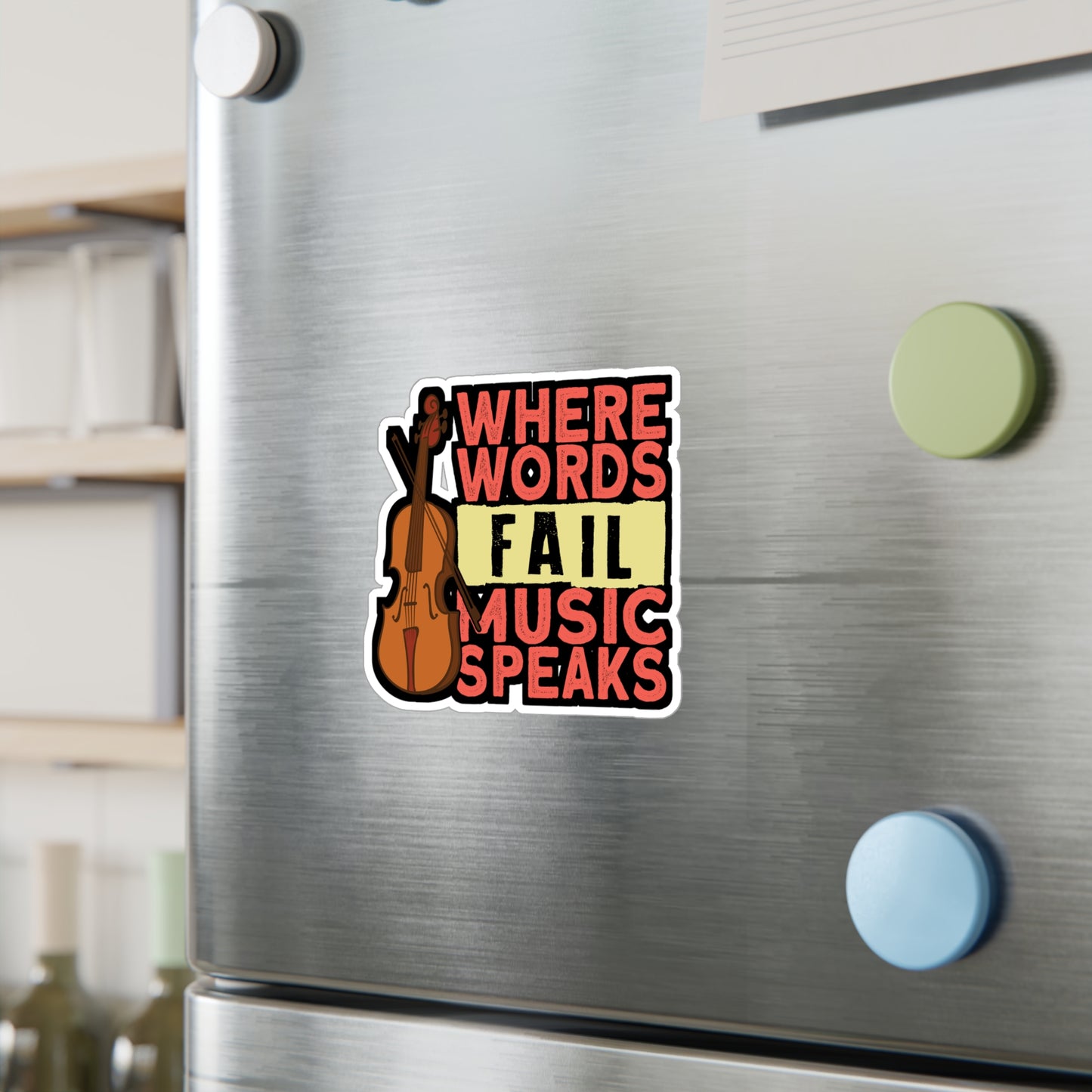Where Words Fail Music Speaks - Teacher Sticker for Laptop Sticker. Water Bottle Sticker, Vinyl Musical Decal - Teacher Gift
