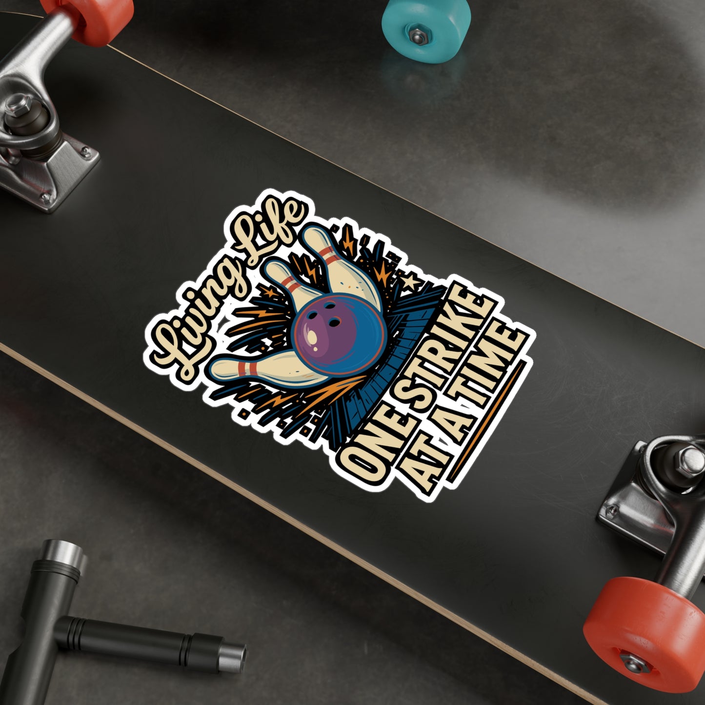 Living Life One Strike At A Time – Bowling Sticker for Laptop or Water Bottle | Funny Gutter Vinyl Decal Gift