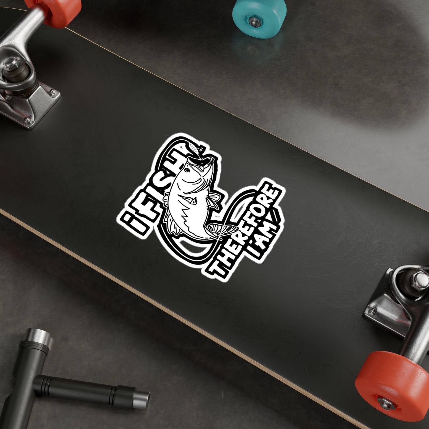 I Fish Therefore I Am - Fishing Sticker for Laptop Sticker. Water Bottle Sticker, Vinyl Angling Decal - Fishing Gift