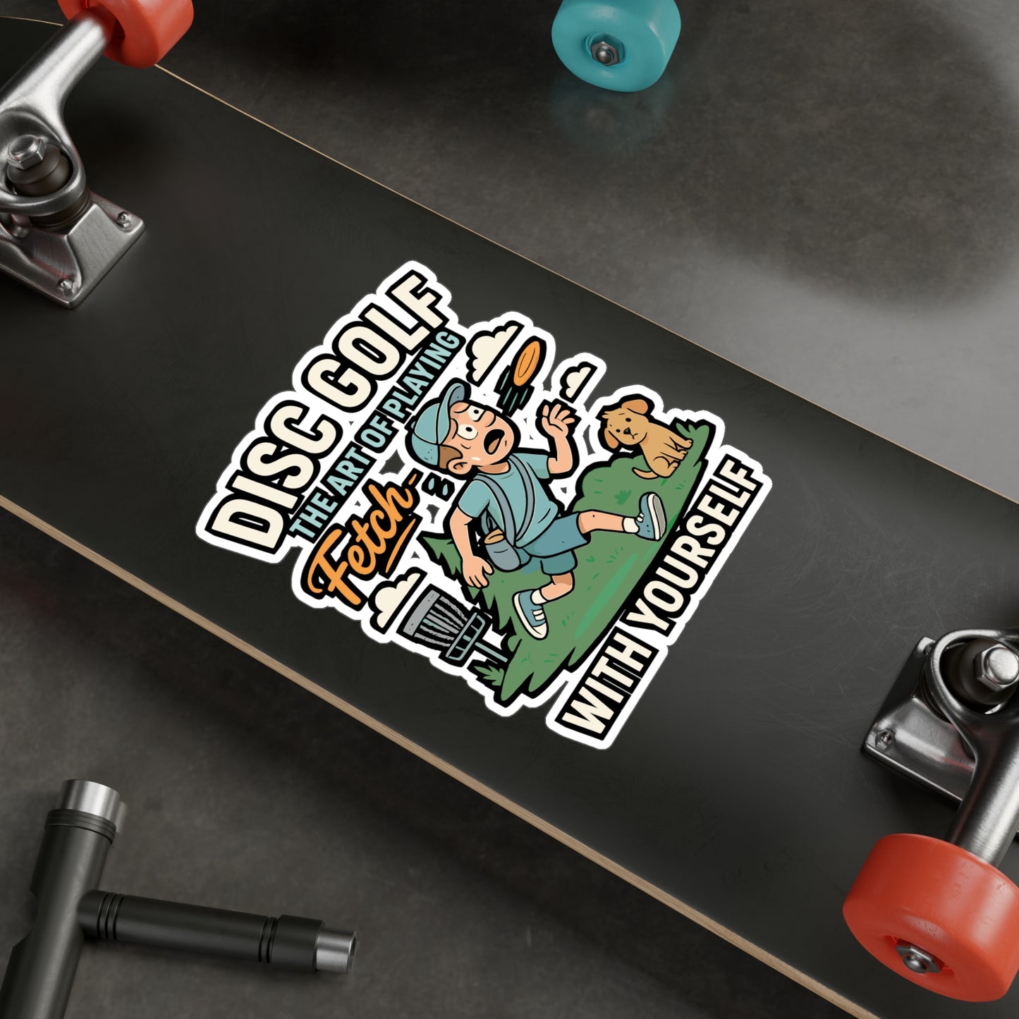 Disc Golf Sticker – "The Art of Playing Fetch with Yourself" Vinyl Decals for Players, Outdoors, Laptop or Water Bottle, Waterproof Frisbee Accessory