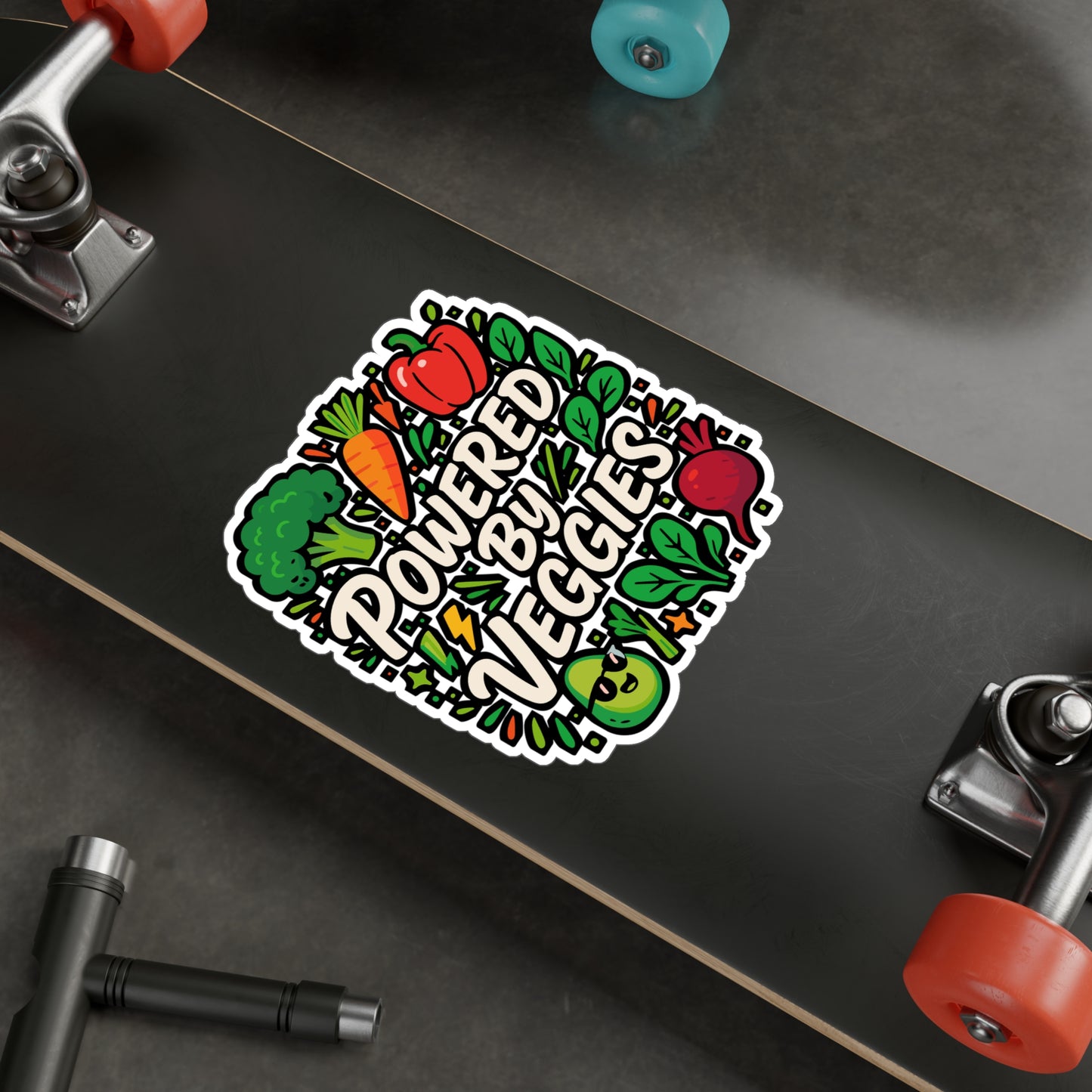 Powered by Veggies – Vegan Sticker for Laptop or Water Bottle | Funny Plant-Based Gift, Vinyl Veggie Decal