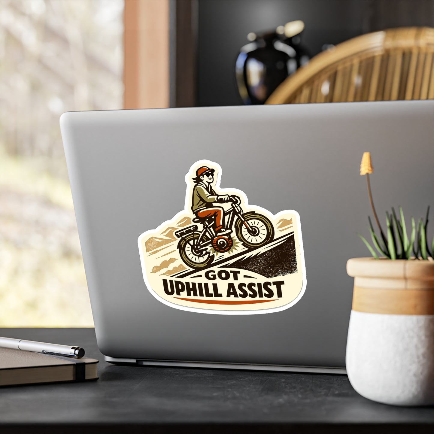 E-Bike Sticker Got Uphill Assist electric bike decal waterproof vinyl decals for laptop water bottle e cycling e cyclist style