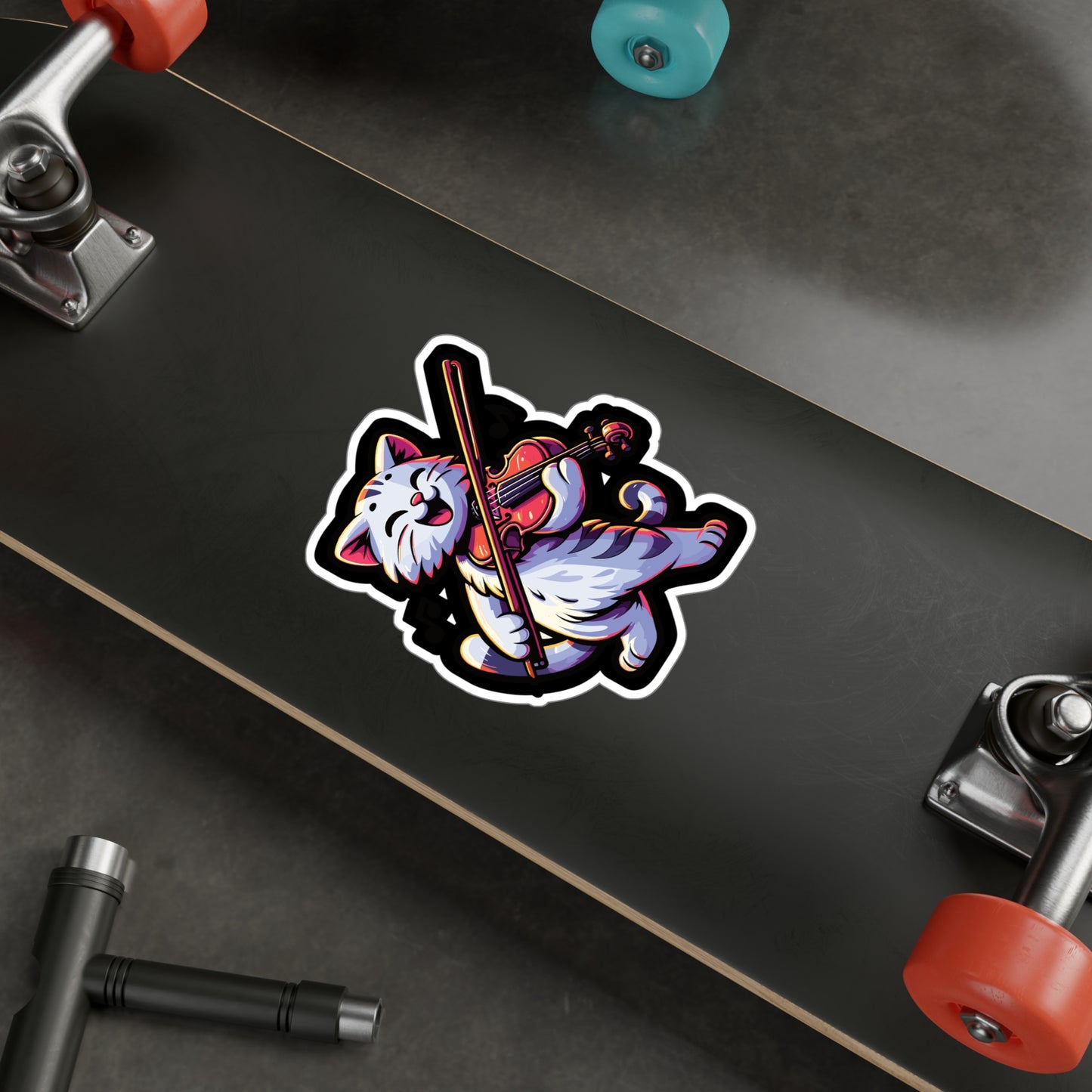 Musician Cat Violin - Violin Sticker for Car Window Laptop Sticker. Water Bottle Sticker, Vinyl Treble Decal, Pitch Sticker - Violin Gift