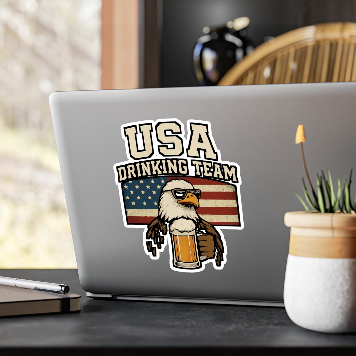 USA Drinking Team – Funny America Sticker for Car, Laptop, Water Bottle & Party Lover Gifts
