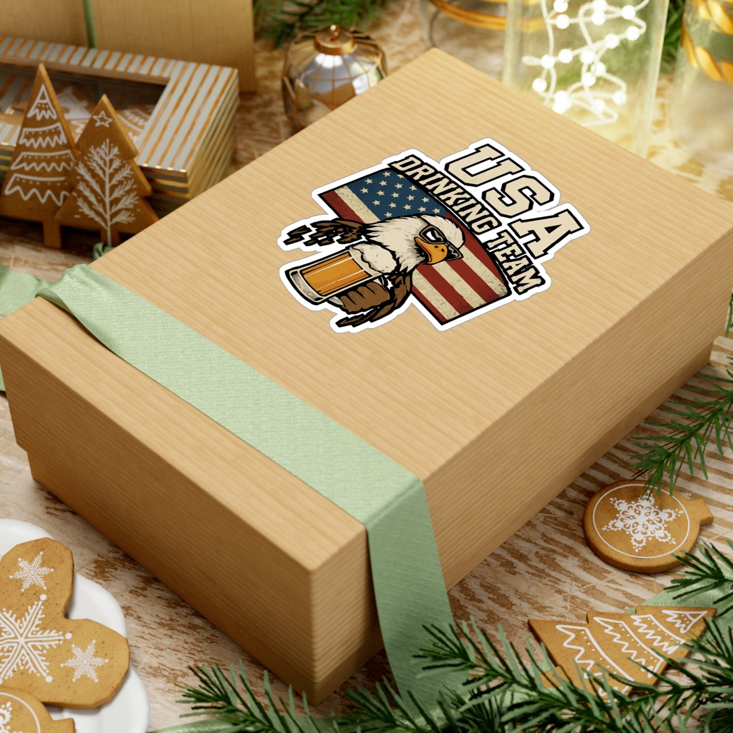 USA Drinking Team – Funny America Sticker for Car, Laptop, Water Bottle & Party Lover Gifts