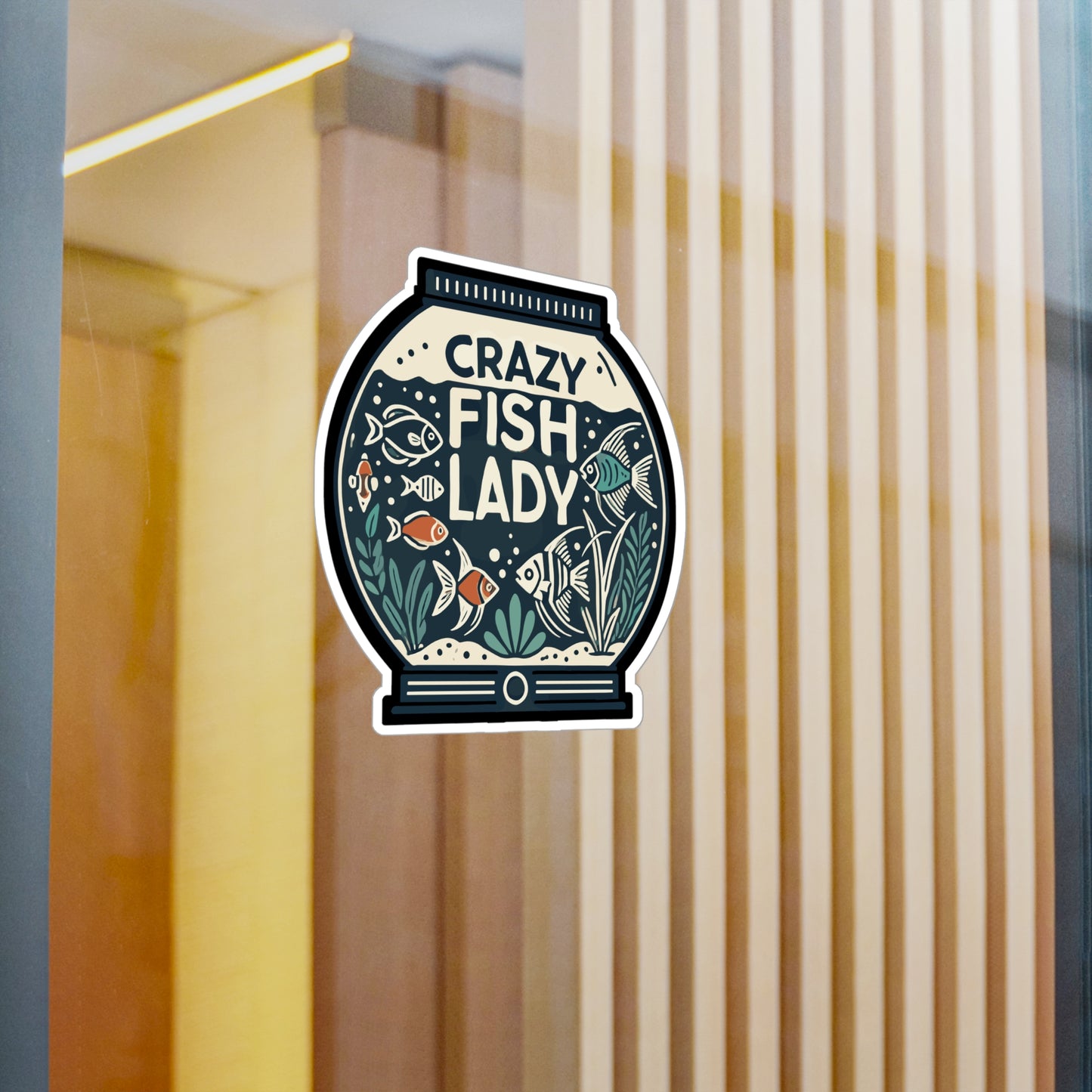 Crazy Fish Lady - Aquarist Sticker for Car Laptop Sticker. Water Bottle Sticker, Vinyl Aquarium Decal - Aquarist Gift