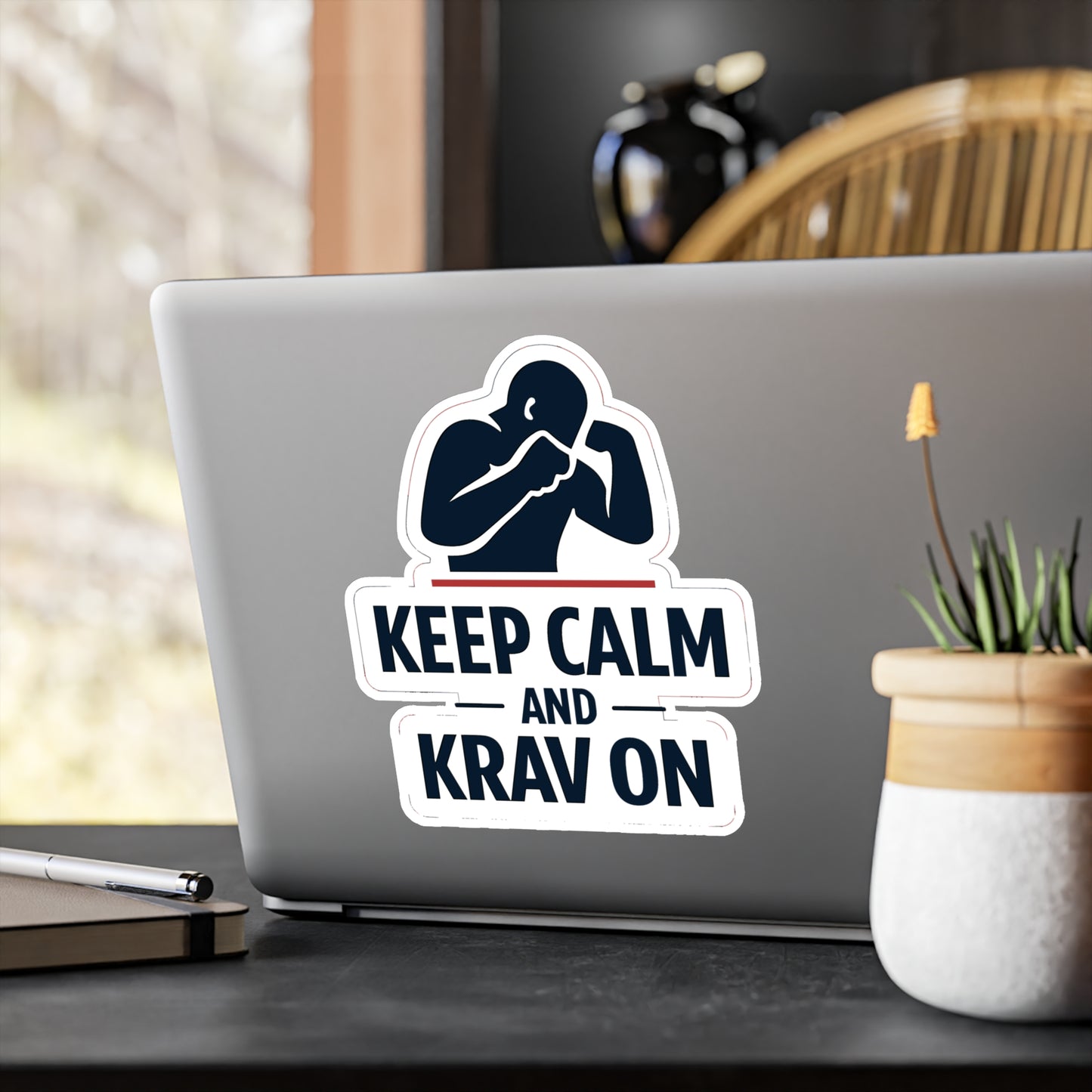 Krav Maga Sticker Keep Calm and Krav On - Martial Arts Self Defense Fitness Vinyl Waterproof decals for Laptop Water Bottle