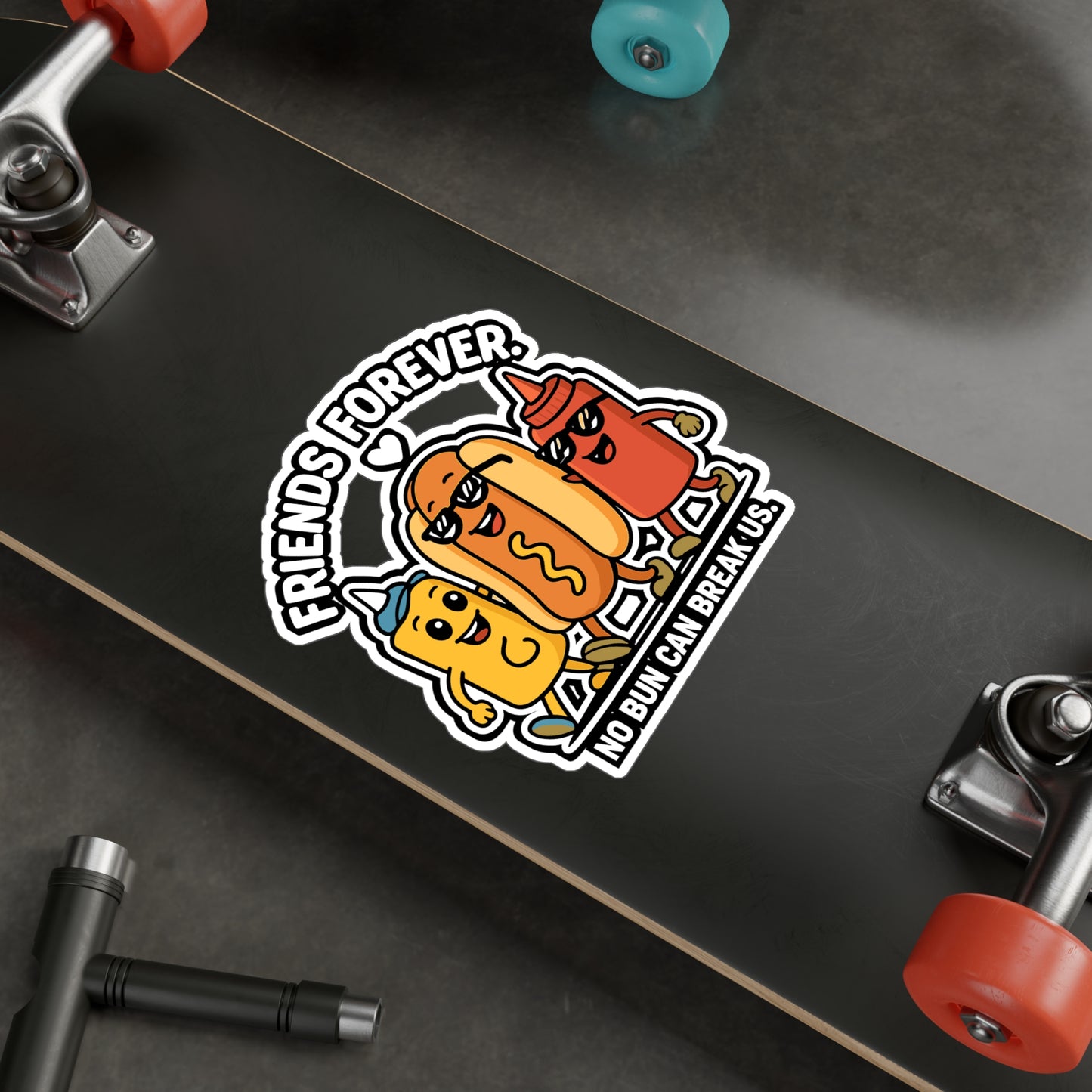 Friends Forever - Hotdog Sticker for Laptop, Water Bottle - Gift for Kids, Teens, Friends