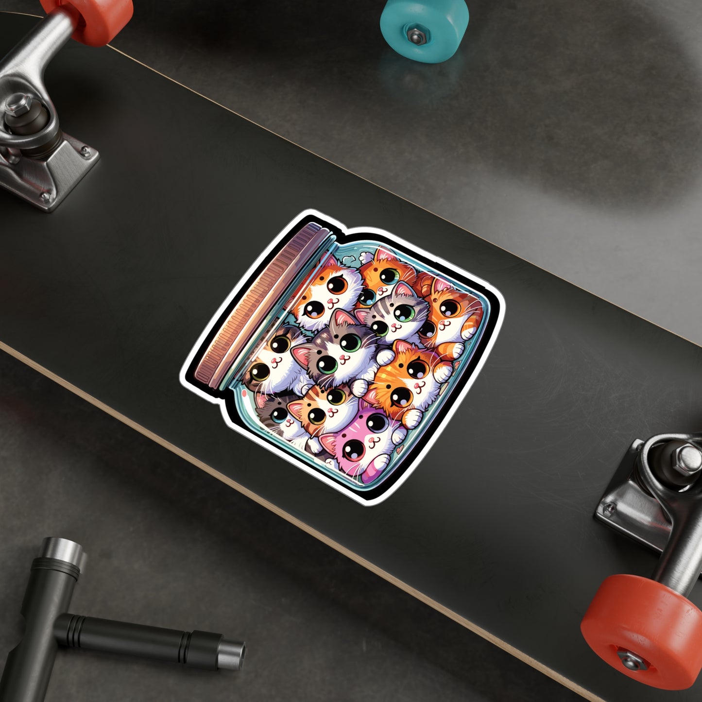 Cute Cats in a Jar - Cats Sticker for Car Window Laptop Sticker. Water Bottle Sticker, Vinyl Jar Decal, Adorable Sticker - Cats Gift