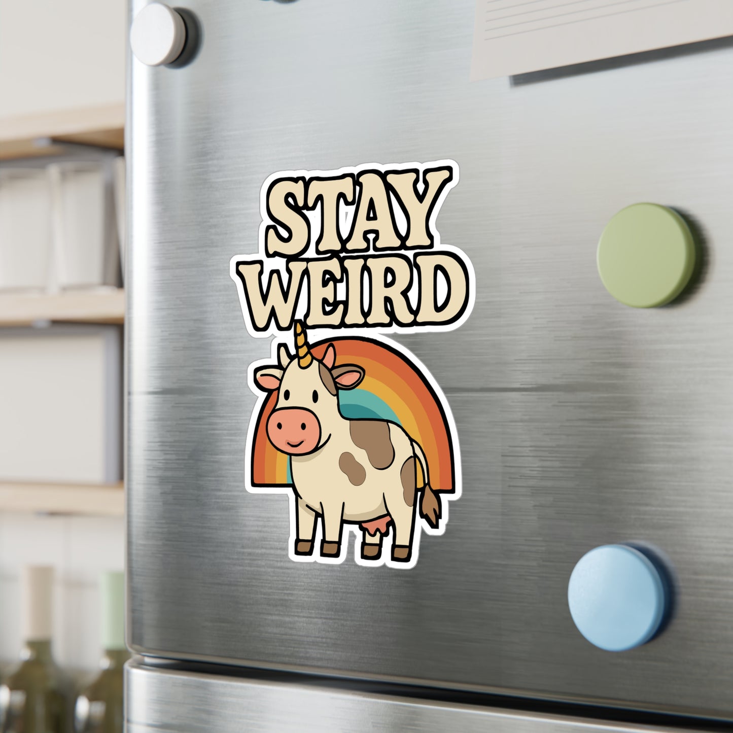 Stay Weird – Funny Sticker for Car, Laptop & Water Bottle | Quirky Cow Gift for Humor Lovers