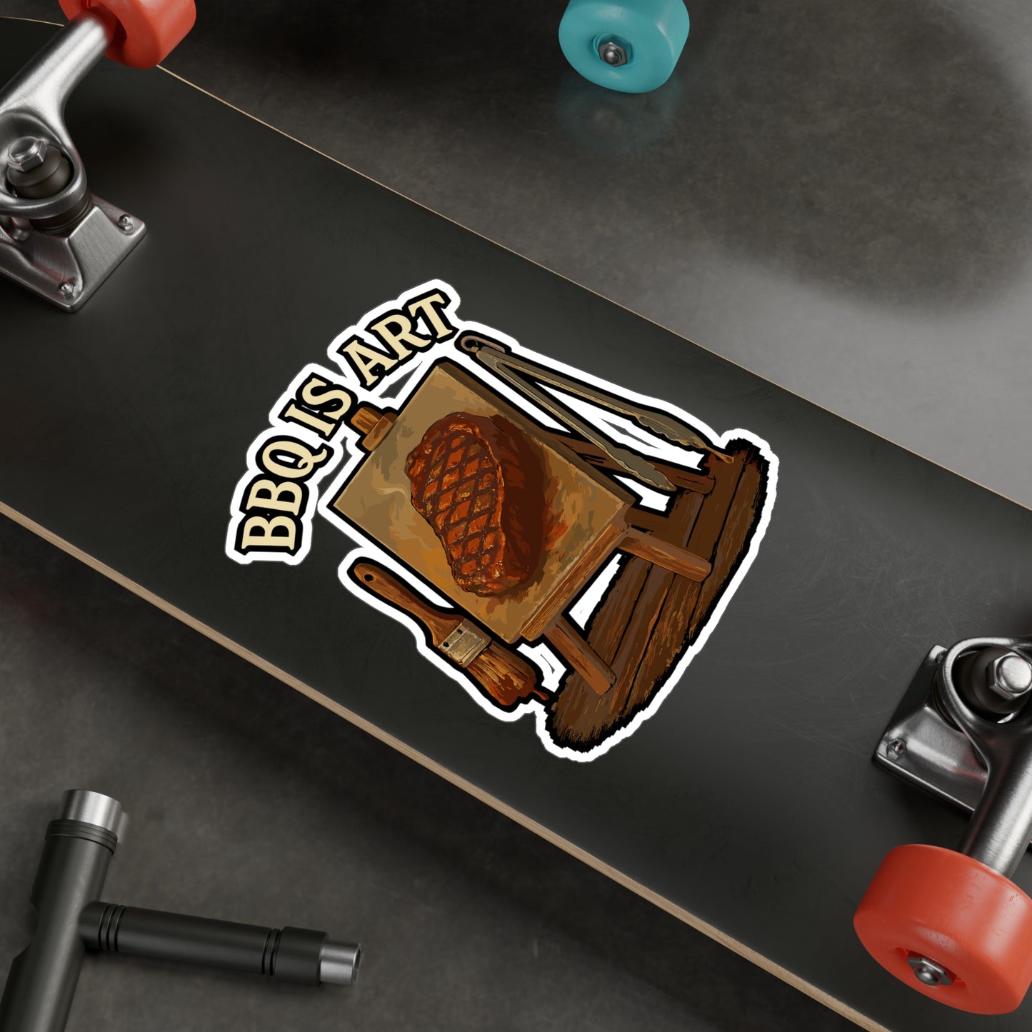 BBQ Sticker – "Bbq Is Art" Vinyl Decals for Grill, Steak & Easel Fans, Waterproof for Laptop or Water Bottle