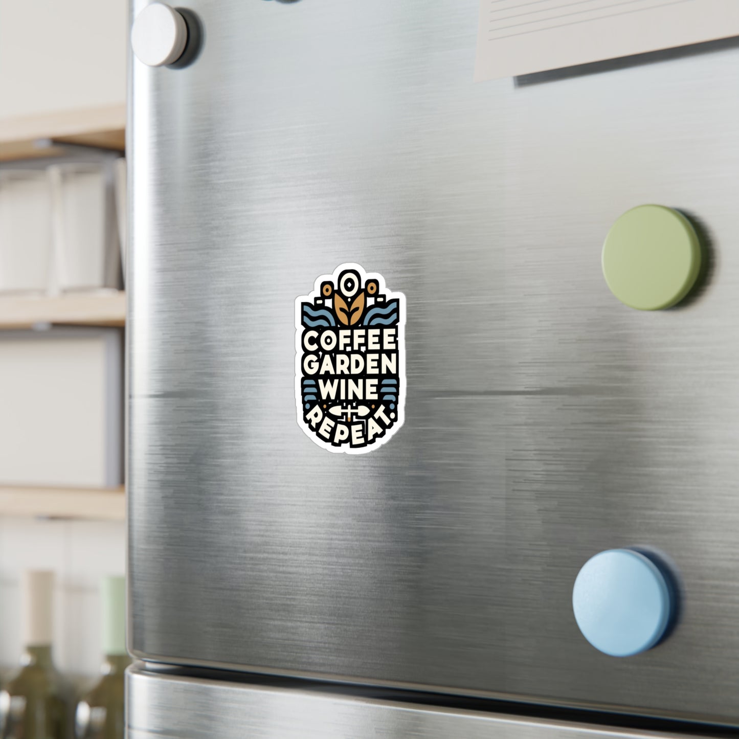 Coffee Garden Wine Repeat - Gardening Sticker for Laptop Sticker. Water Bottle Sticker, Vinyl Landscaper Decal - Gardening Gift