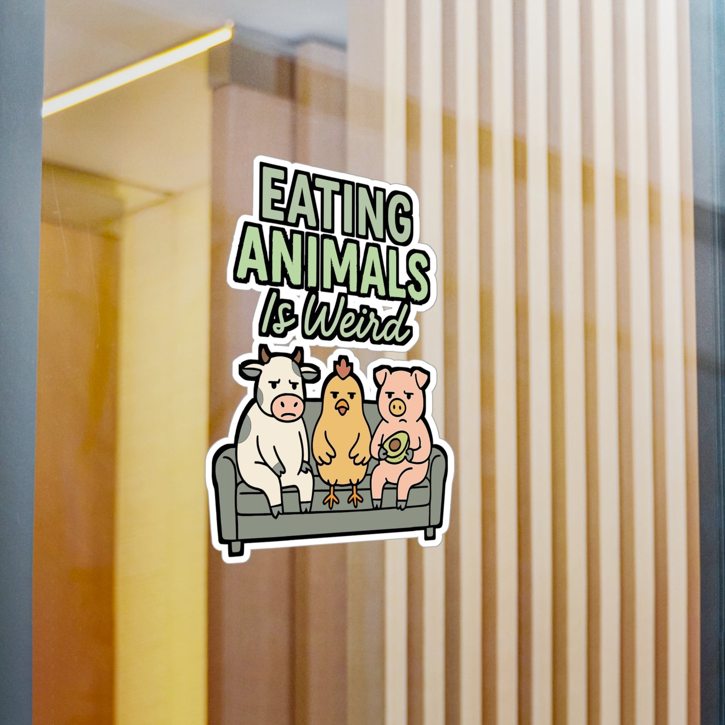Vegan Sticker "Eating Animals Is Weird" – Funny Vinyl Decals for Laptop, Water Bottle, Vegetarian, Vegetable Rights, Waterproof
