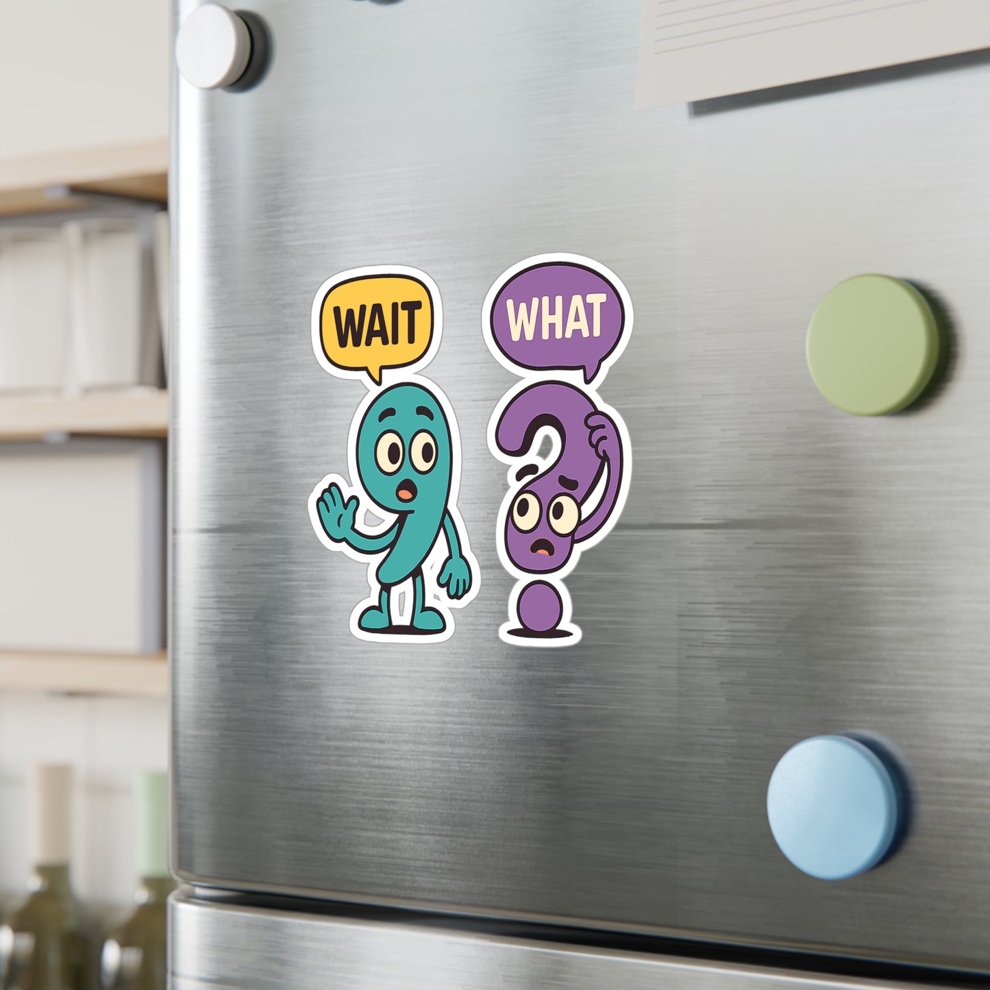Punctuation Sticker – "Wait What" Decals for Laptop & Water Bottle, Grammar & Linguistics Gift, Waterproof Vinyl Writing Accessory