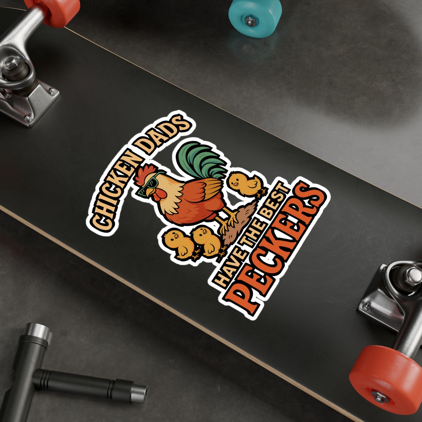 Chicken Dads Have The Best Peckers – Funny Rooster Sticker for Laptop or Water Bottle | Chicken Dad Gift, Vinyl Decal