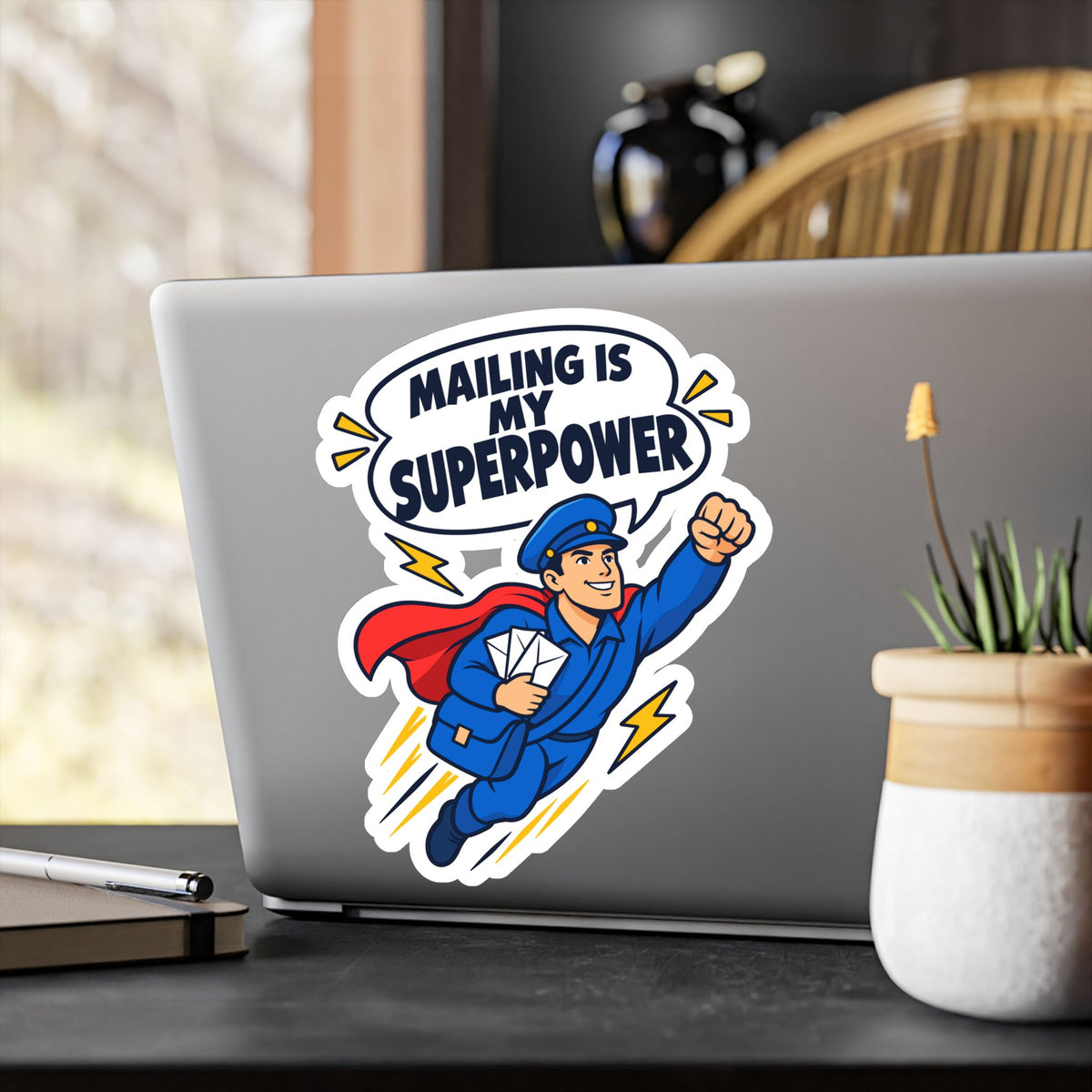 Postal Worker Sticker, "Mailing is My Superpower" Decals for Laptop, Water Bottle, Waterproof Vinyl Gift