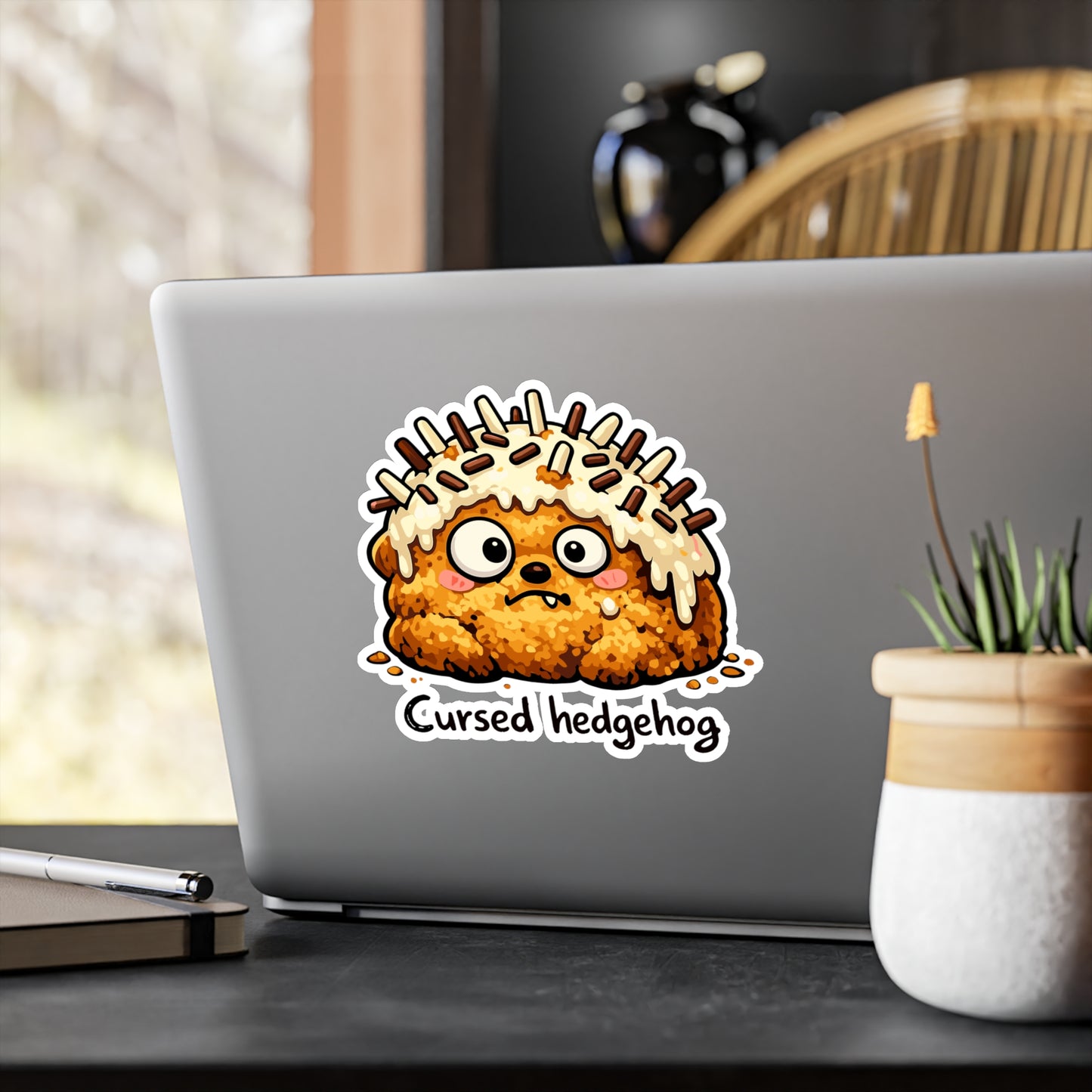 Baking Sticker Cursed Hedgehog Design Funny Sourdough Baker Humor Vinyl Waterproof Decals for Laptop Water Bottle