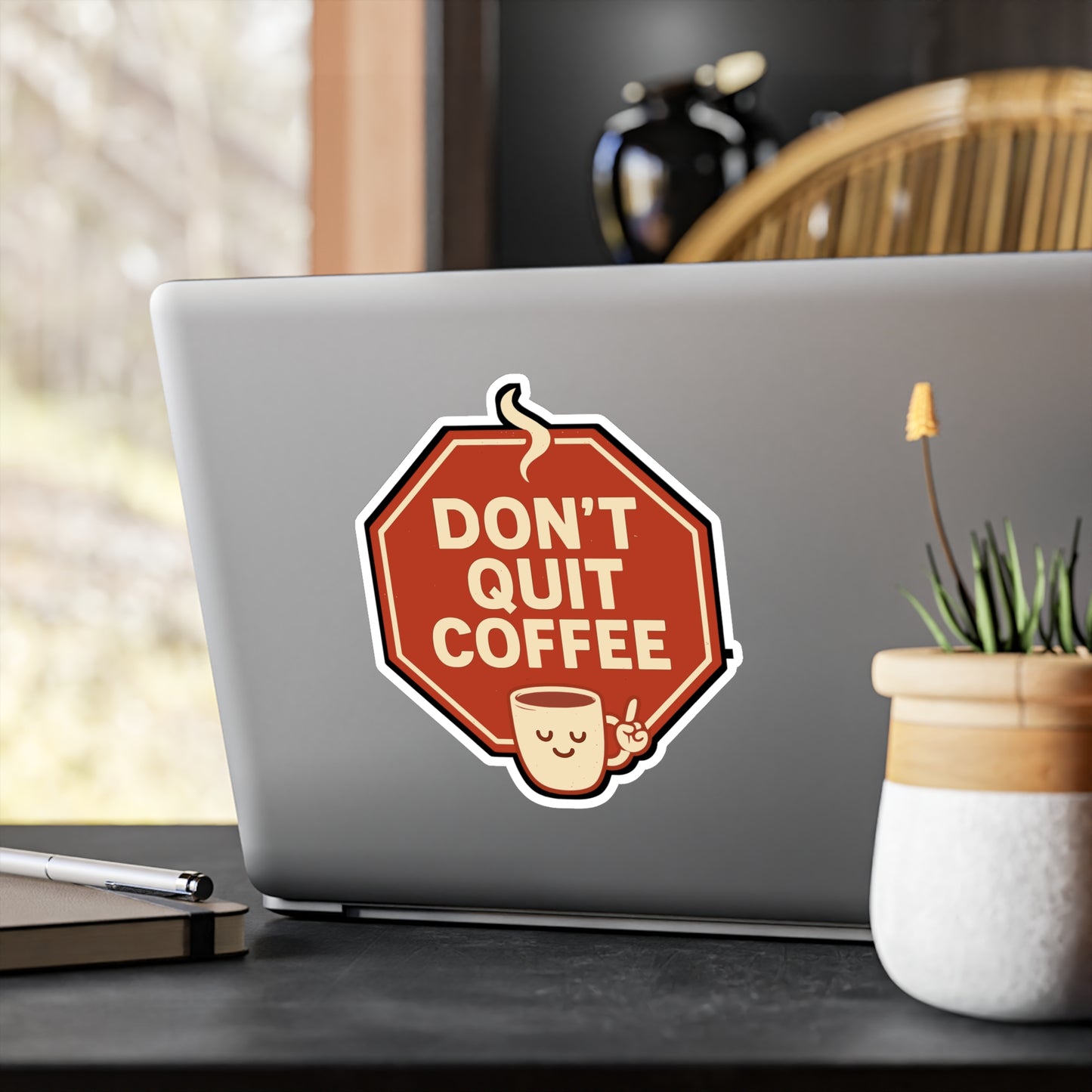 Coffee Sticker – "Don't Quit Coffee" Vinyl Decals for Laptop, Water Bottle, Waterproof Caffeine Addiction Energy Enthusiast Gift