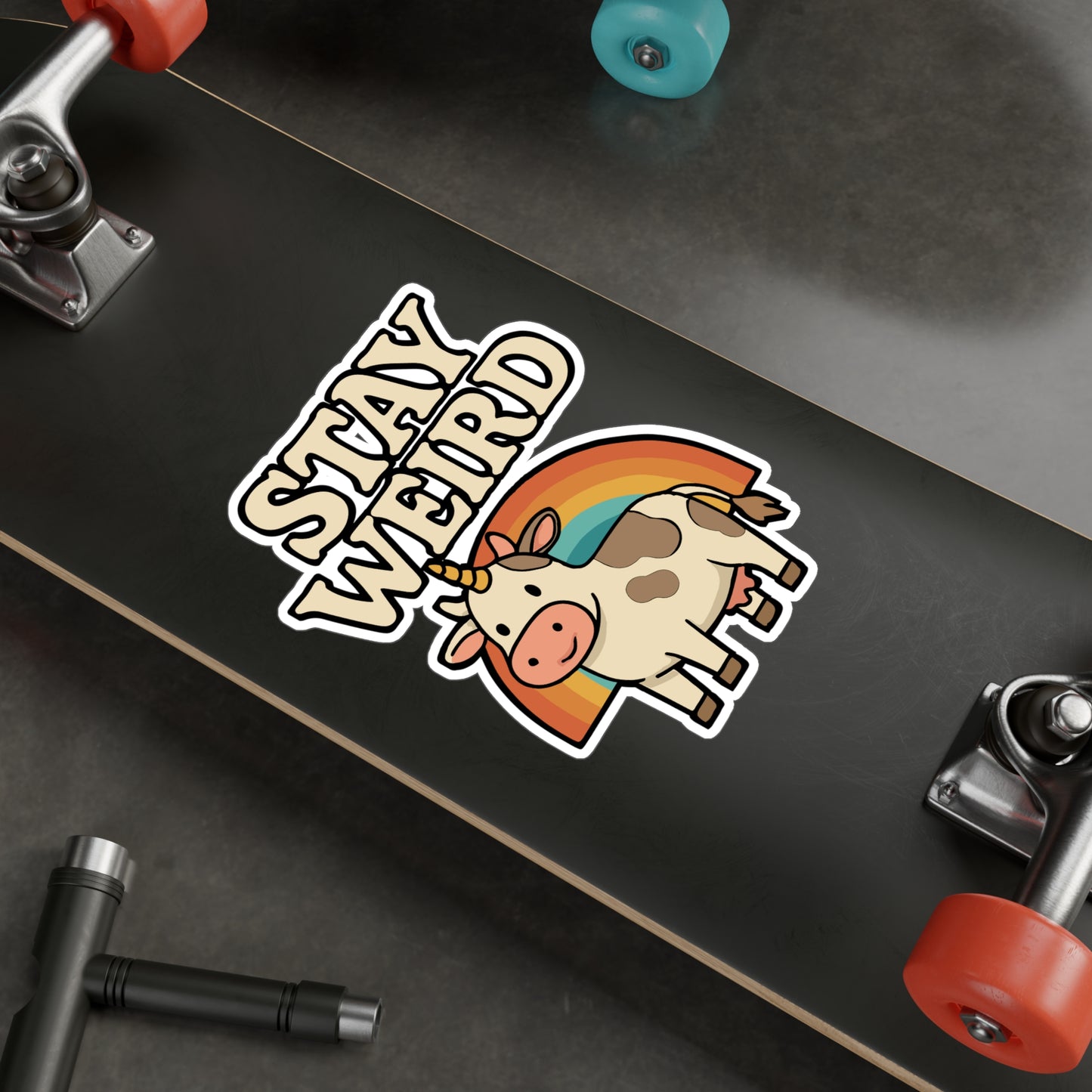 Stay Weird – Funny Sticker for Car, Laptop & Water Bottle | Quirky Cow Gift for Humor Lovers