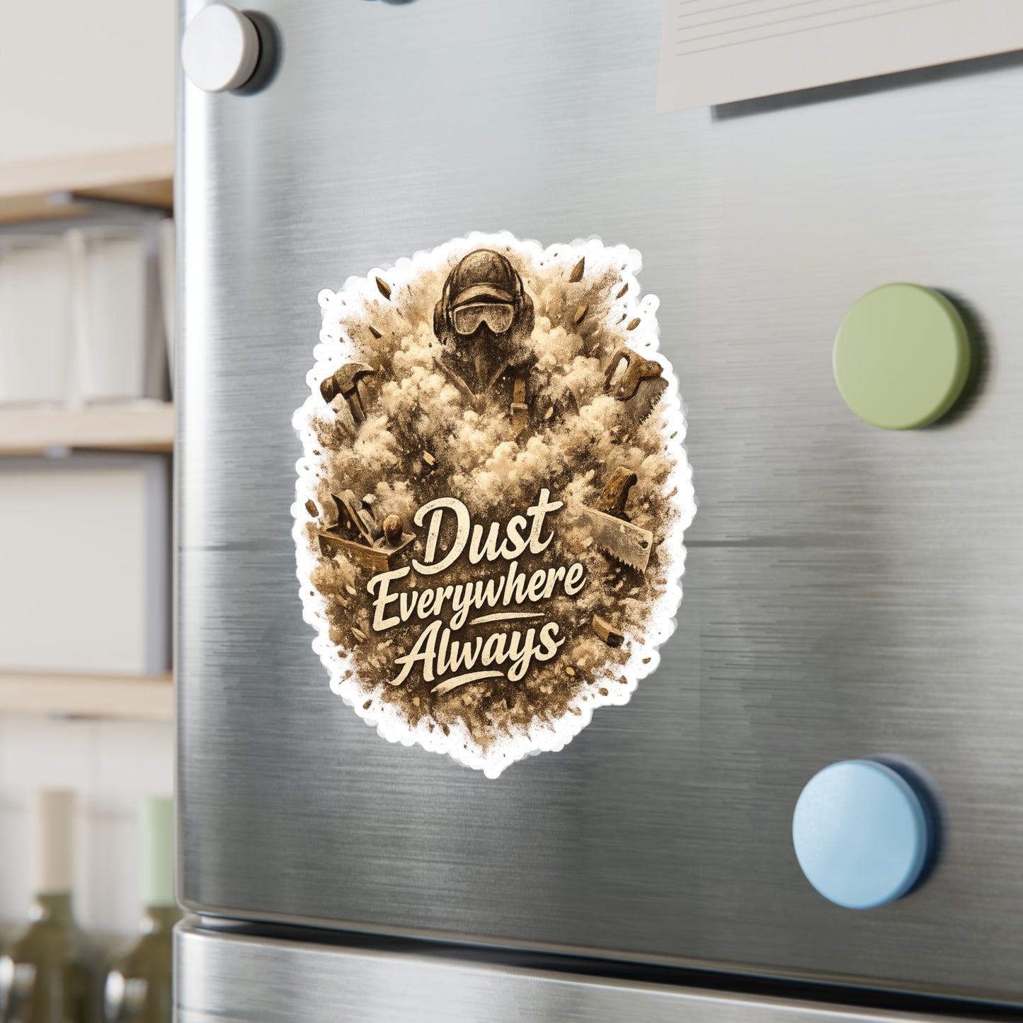Carpenter Sticker Dust Everywhere Always Woodworker Woodworking Decals Waterproof Vinyl for Laptop, Water Bottle