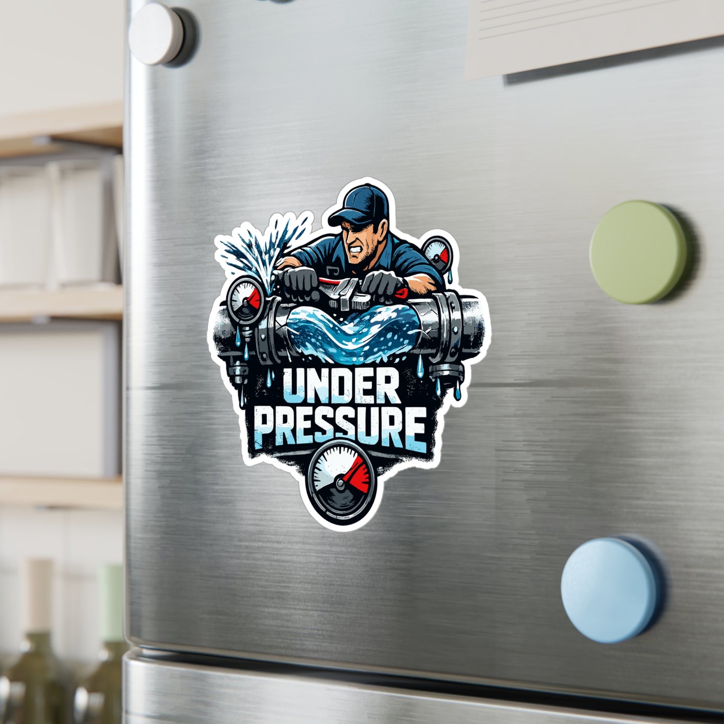 Plumber Sticker Under Pressure Funny Plumbing Design Vinyl Waterproof Decals for Laptop Water Bottle Pipefitter Steamfitter Gift