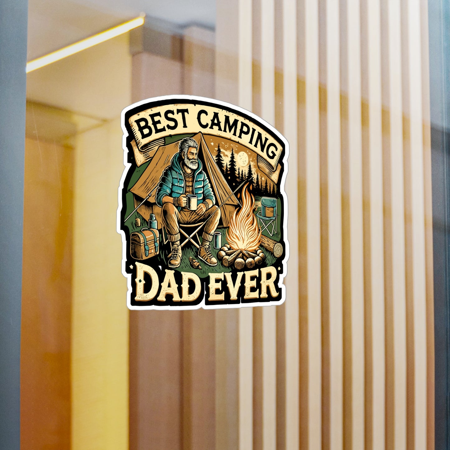 Best Camping Dad Ever - Camping Sticker for Laptop Sticker. Water Bottle Sticker, Vinyl Outdoor dad Decal - Camping Gift