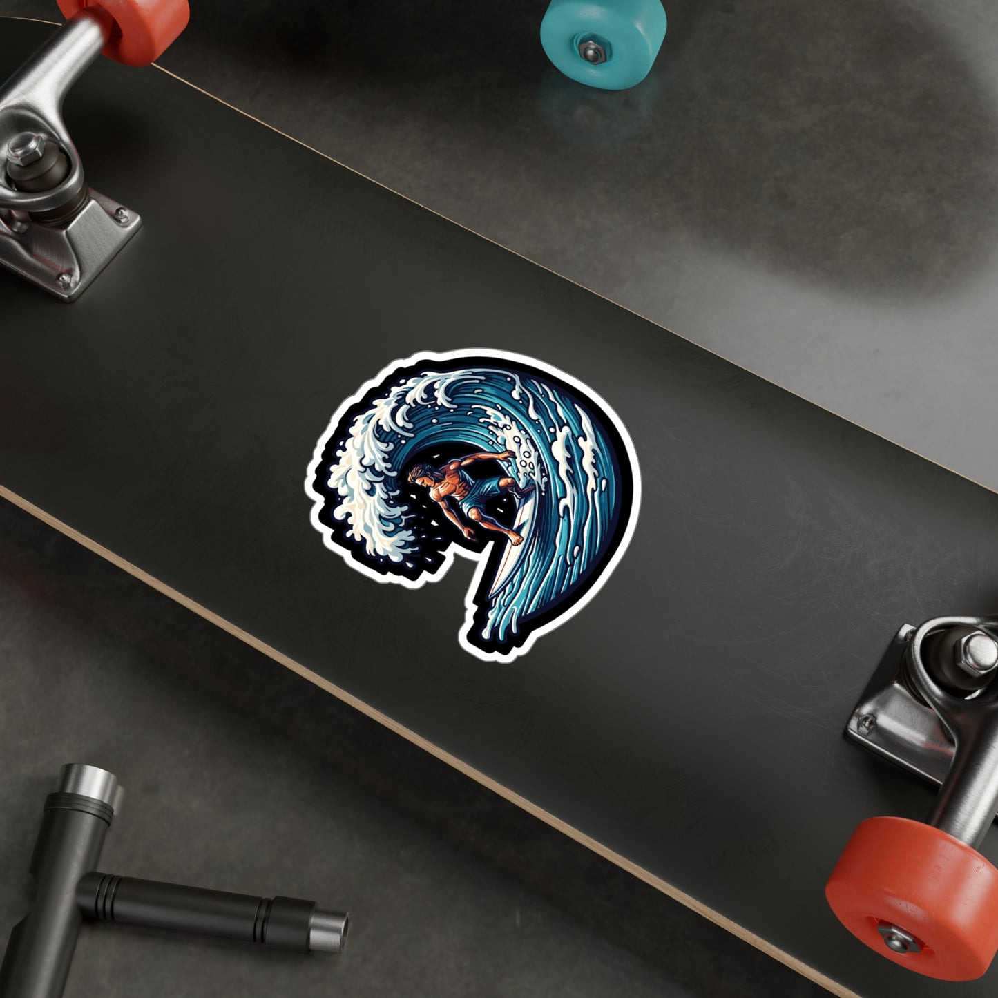 Surfboard Wave Surfer - Surfing Sticker for Laptop Sticker. Water Bottle Sticker, Vinyl Surf Decal - Surfing Gift