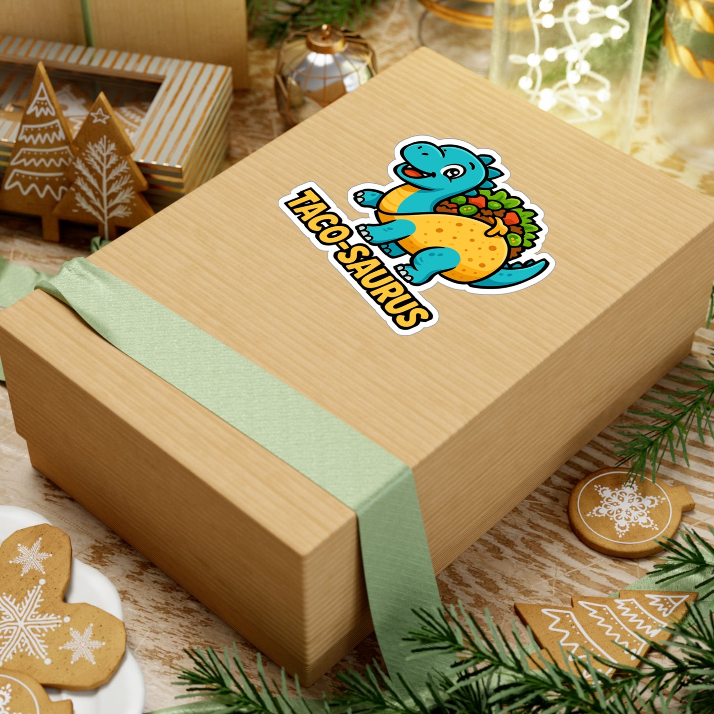 Dinosaur Sticker – Taco Saurus Quirky Fusion Decals for Laptop or Water Bottle, Funny Vinyl Waterproof Design