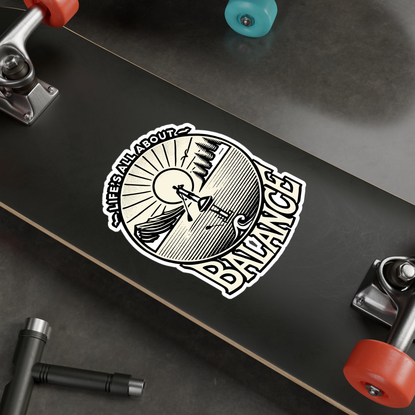 Life's All About Balance – Paddleboarding Sticker for Laptop, Water Bottle, or Car | Vinyl Surfer Decal & Outdoor Gift