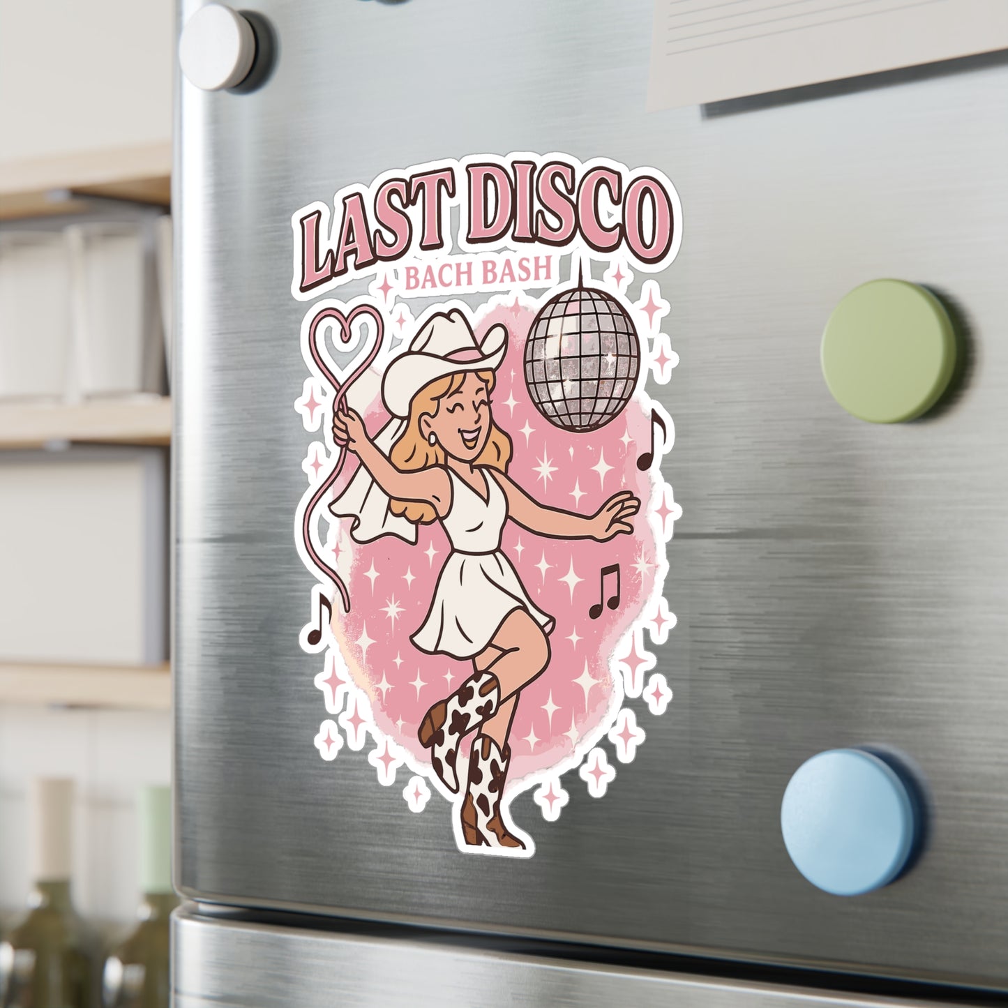 Disco Sticker Decals – Disco Cowgirl Bachelorette Bride Lasso Design, Waterproof Vinyl for Laptop, Water Bottle