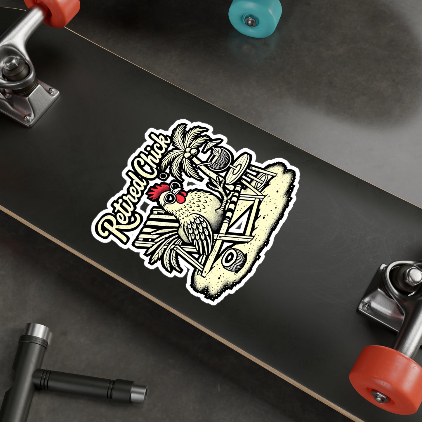 Retired Chick Vinyl Decal for Car, Laptop & Water Bottle | Funny Grandma Gift Sticker