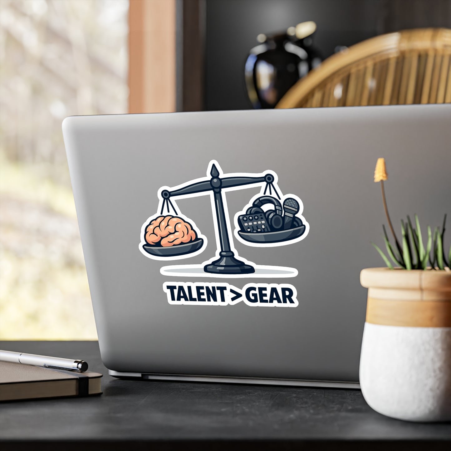Audio Engineer Sticker Talent > Gear – Waterproof Vinyl Decals for Laptop or Water Bottle, Funny Sound Engineer Audio Technician Monitor Design