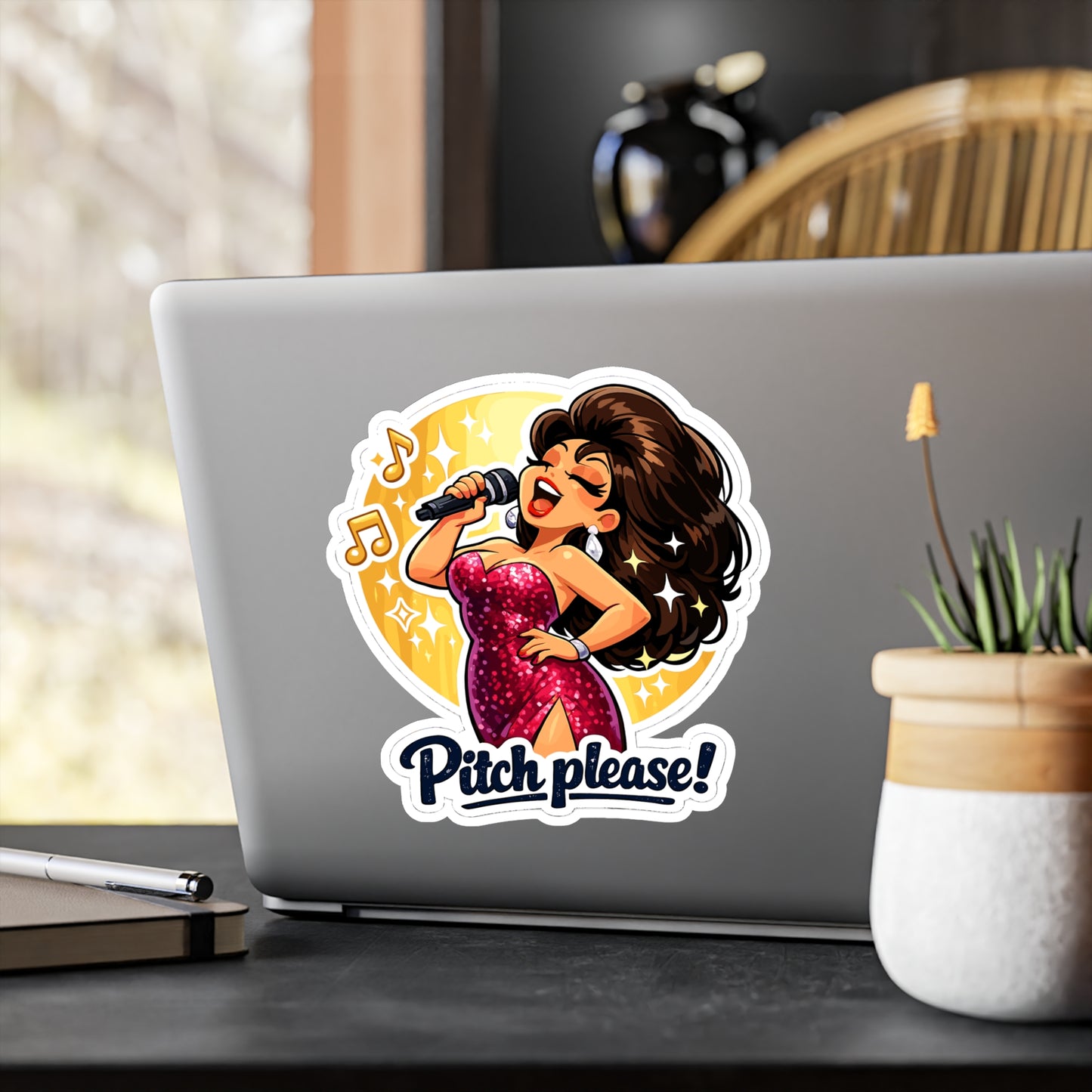 Karaoke Sticker Pitch Please Funny Music Beer Vibe Vinyl Waterproof Decals for Laptop Water Bottle