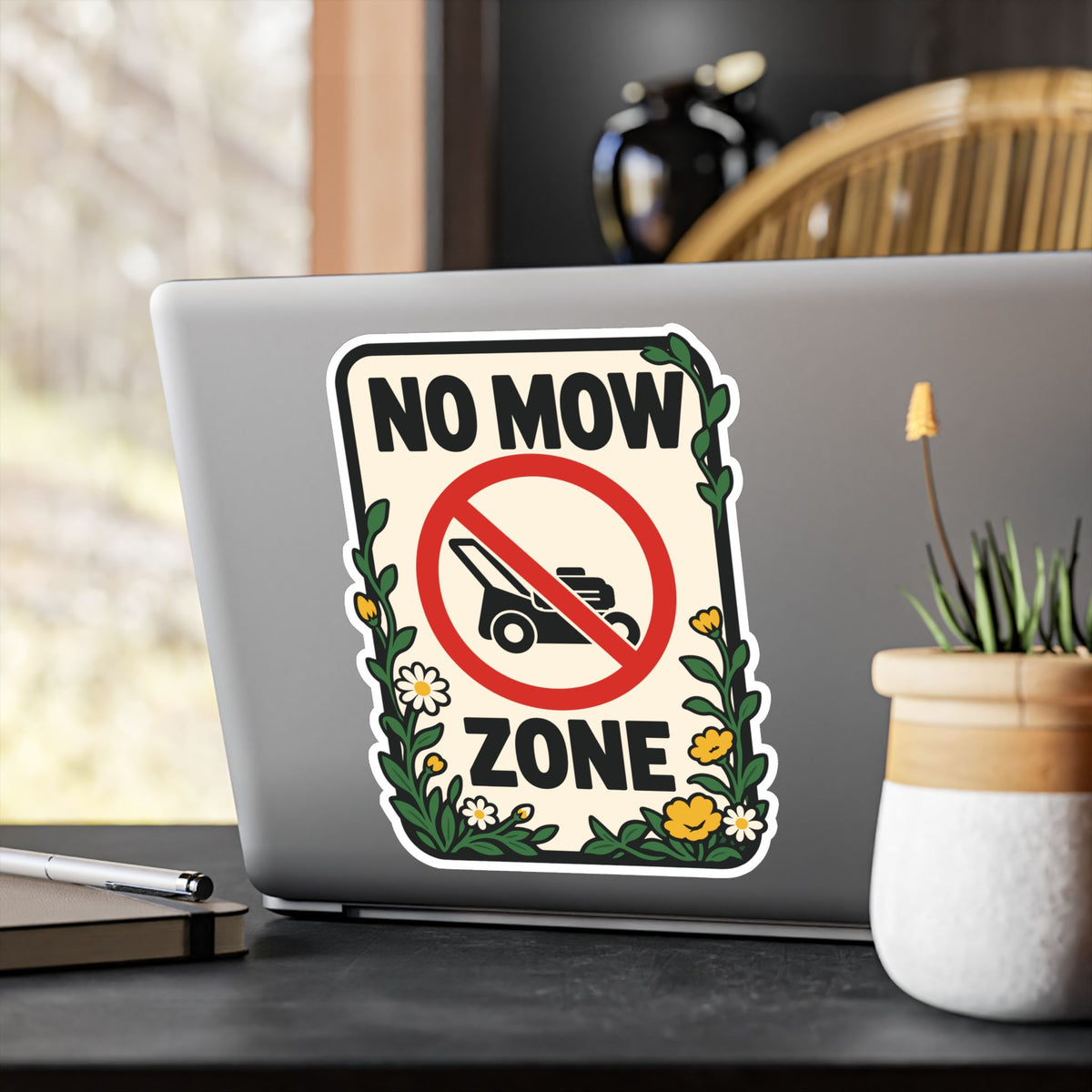 Plants Sticker "No Mow Zone" – Dandelion Decals for Laptop and Water Bottle, Friendship Gift for Nature Lovers