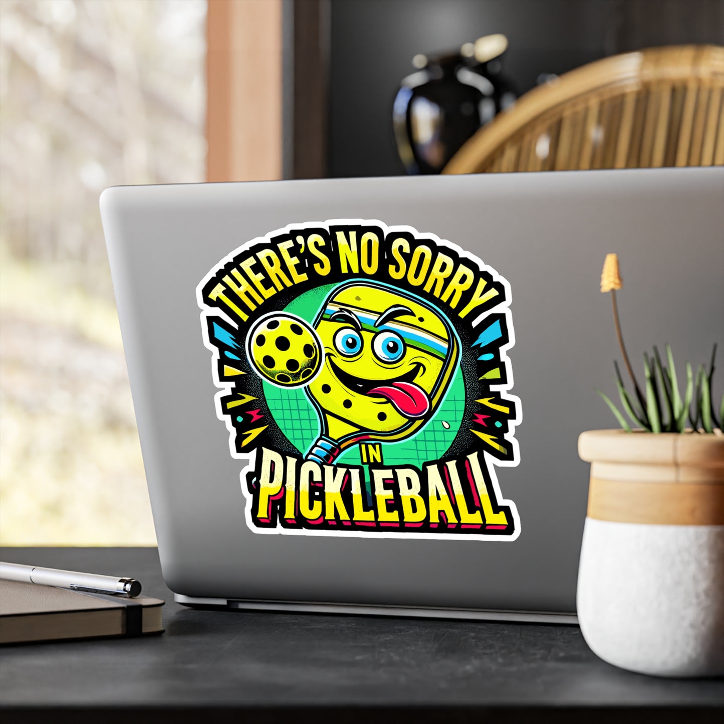 There's No Sorry In Pickleball - Pickleball Sticker for Laptop Sticker. Water Bottle Sticker, Vinyl Dink Decal - Pickleball Gift