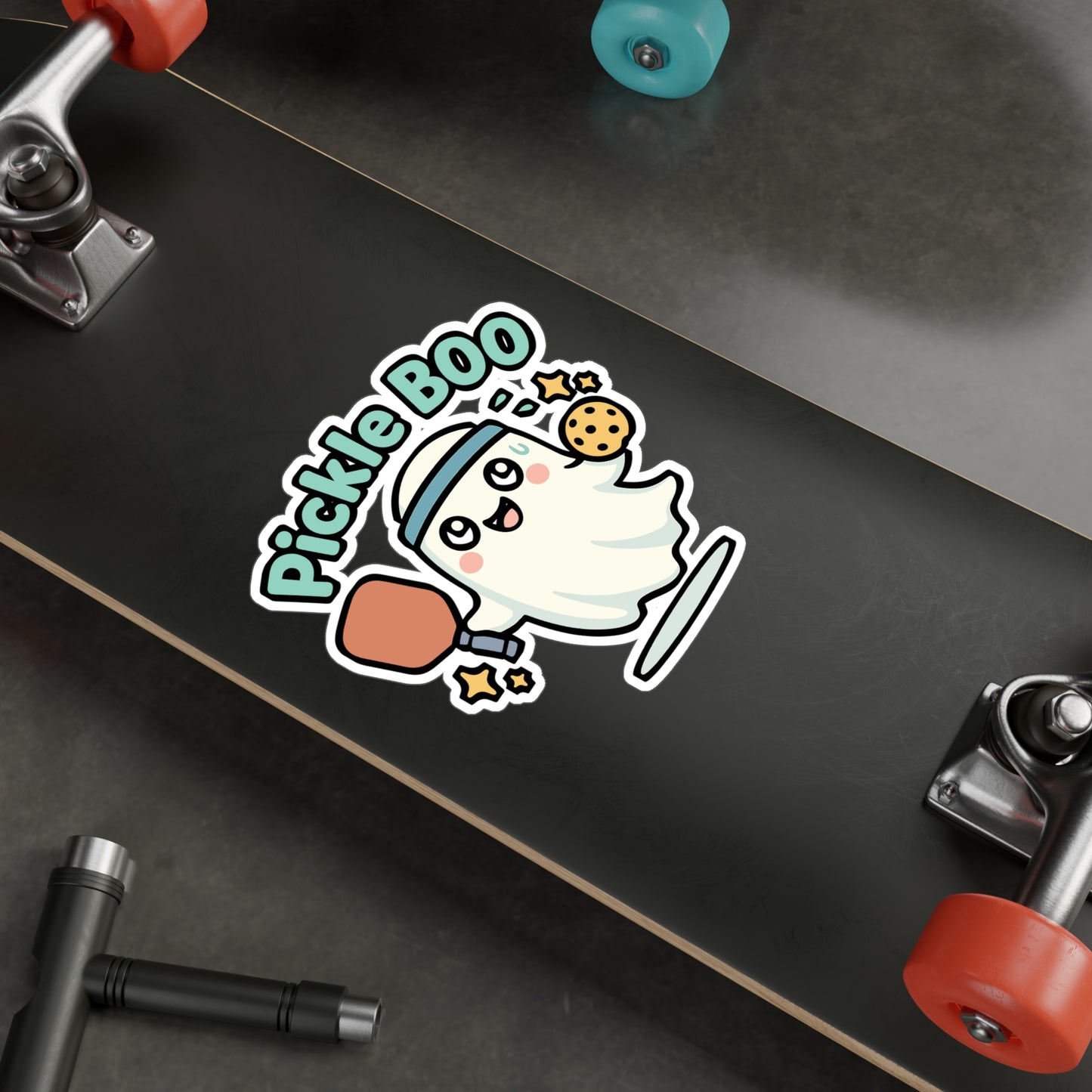 Ghost Sticker – Pickle Boo Spooky Pickleball Paddle Decals, Vinyl Waterproof Stickers for Laptop, Water Bottle, Halloween Decor