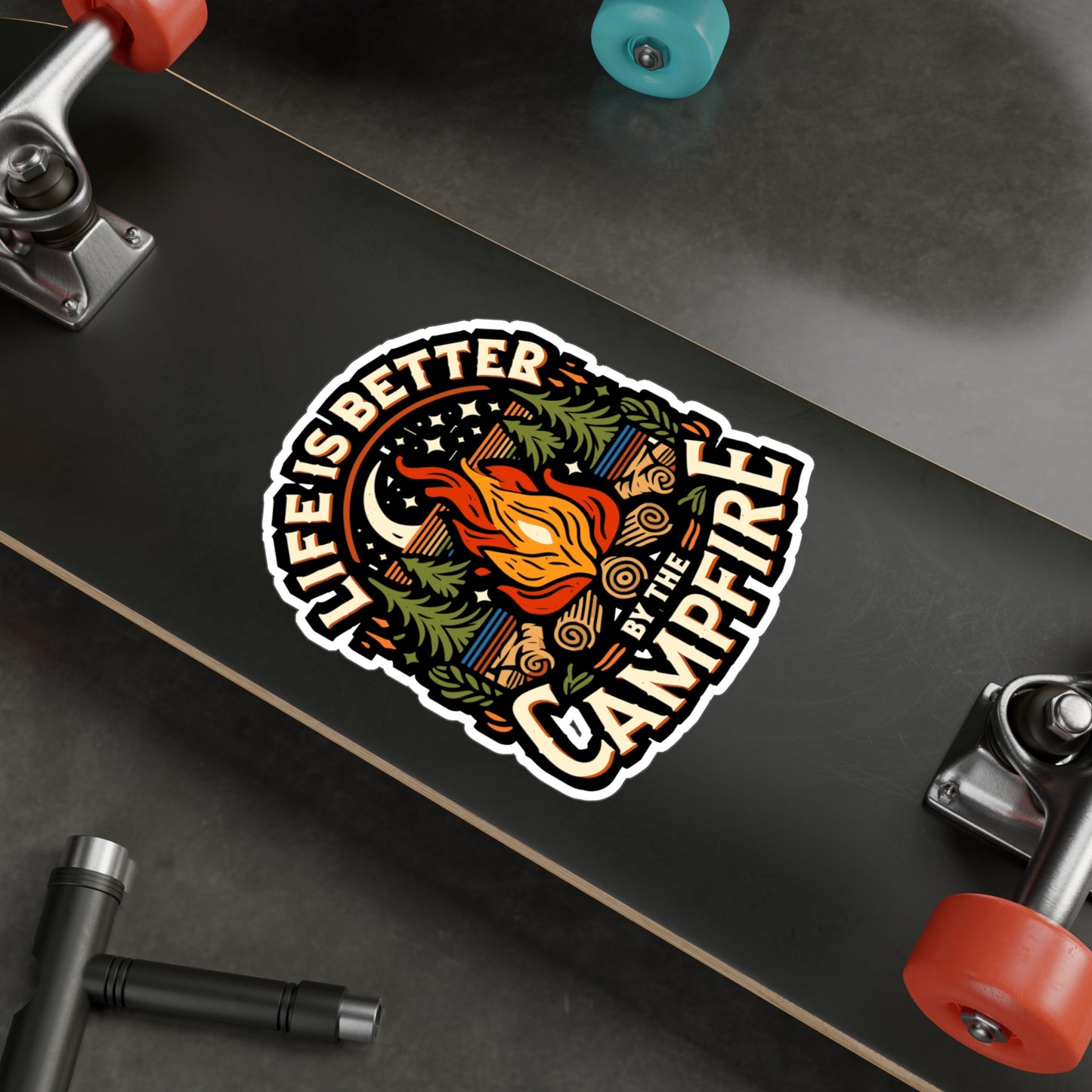 Life Is Better By The Campfire - Camping Sticker for Laptop Sticker. Water Bottle Sticker, Vinyl Nature Decal - Camping Gift