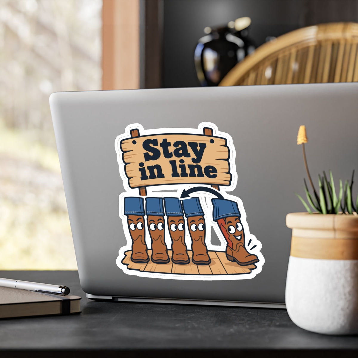 Line Dance Sticker - Stay in Line Design for Country Dancers, Western Decals for Laptop and Water Bottle