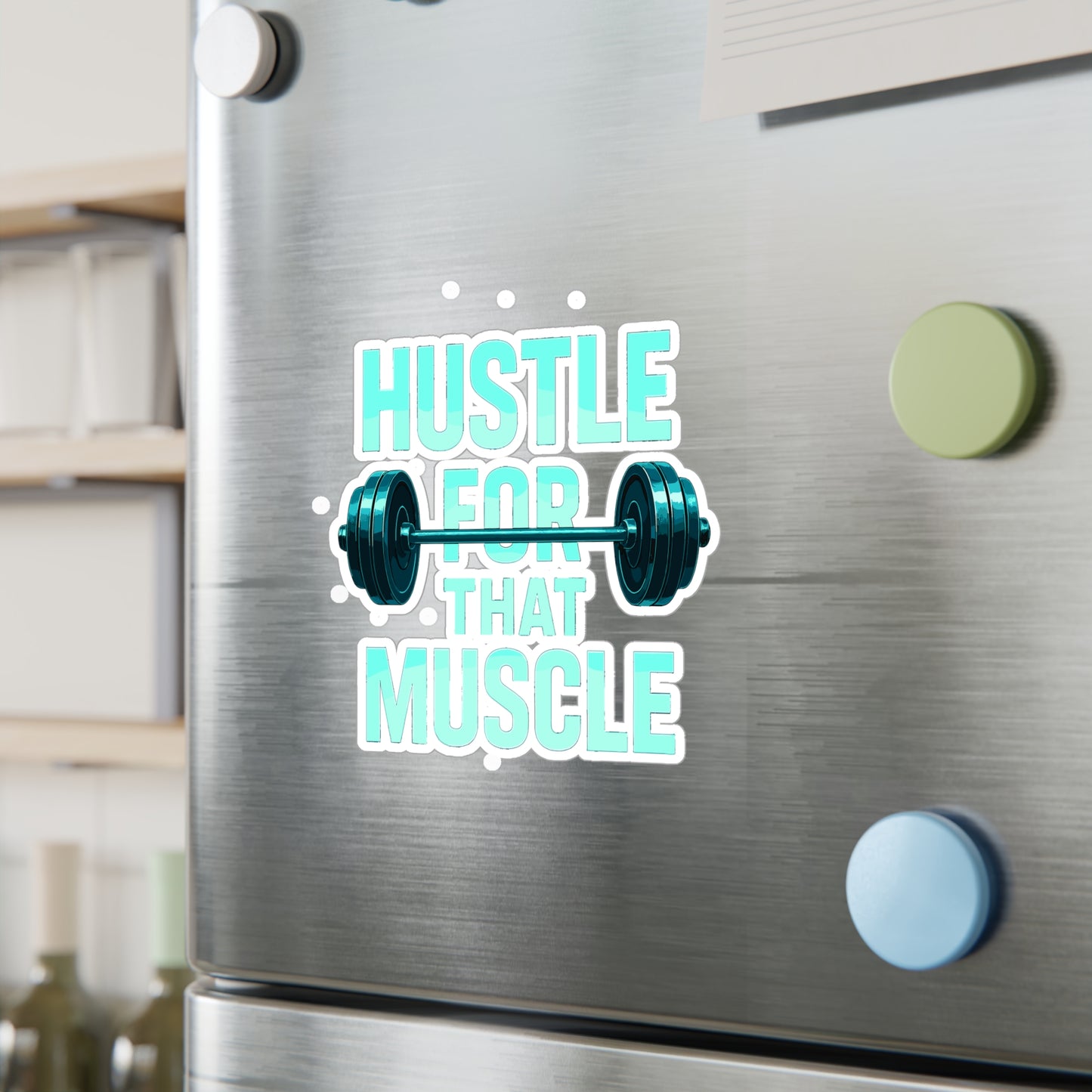Fitness Sticker – "Hustle For That Muscle" Motivational Decals for Laptop & Water Bottle, Bodybuilding Strength Vinyl, Waterproof